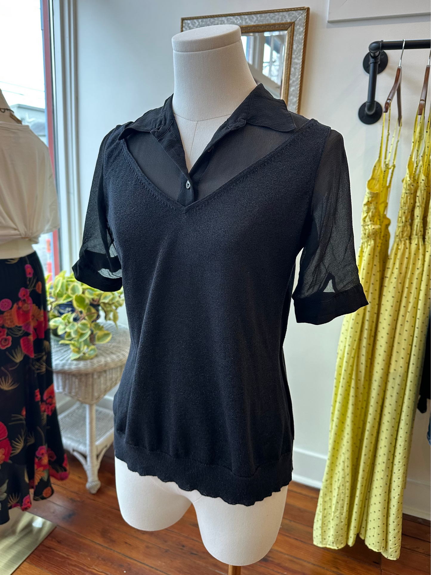 Dolce and Gabbana Glitter Collared Top