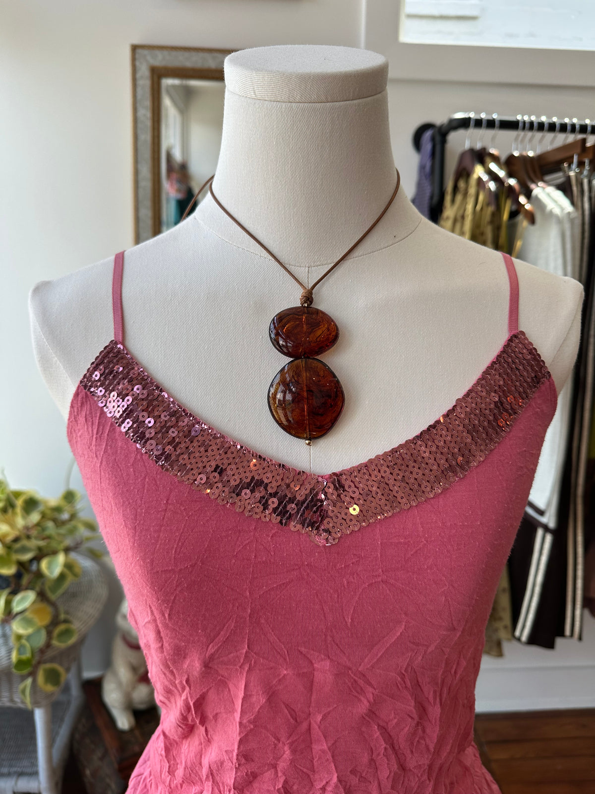 Y2K Pink Glitter Tank - XS