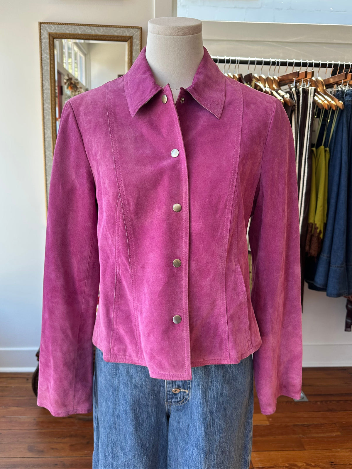 90's Magenta Suede Jacket - 8