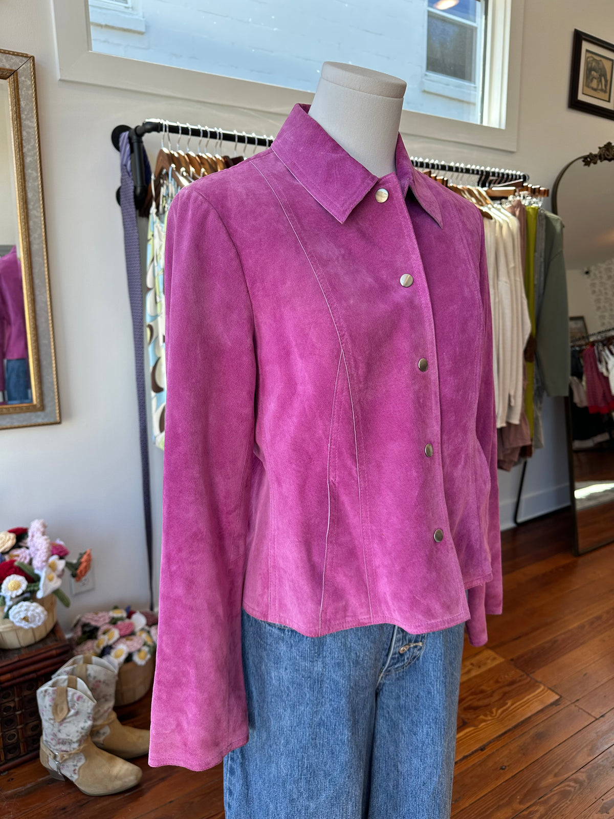 90's Magenta Suede Jacket - 8