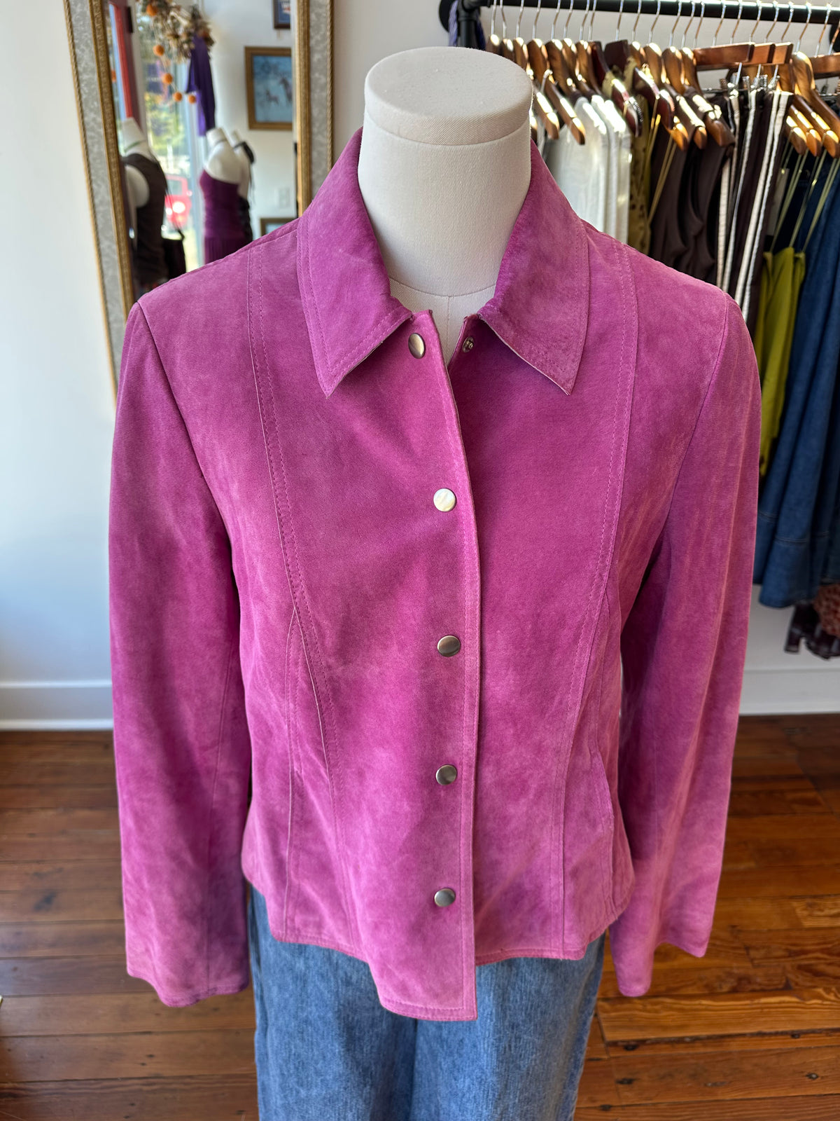 90's Magenta Suede Jacket - 8
