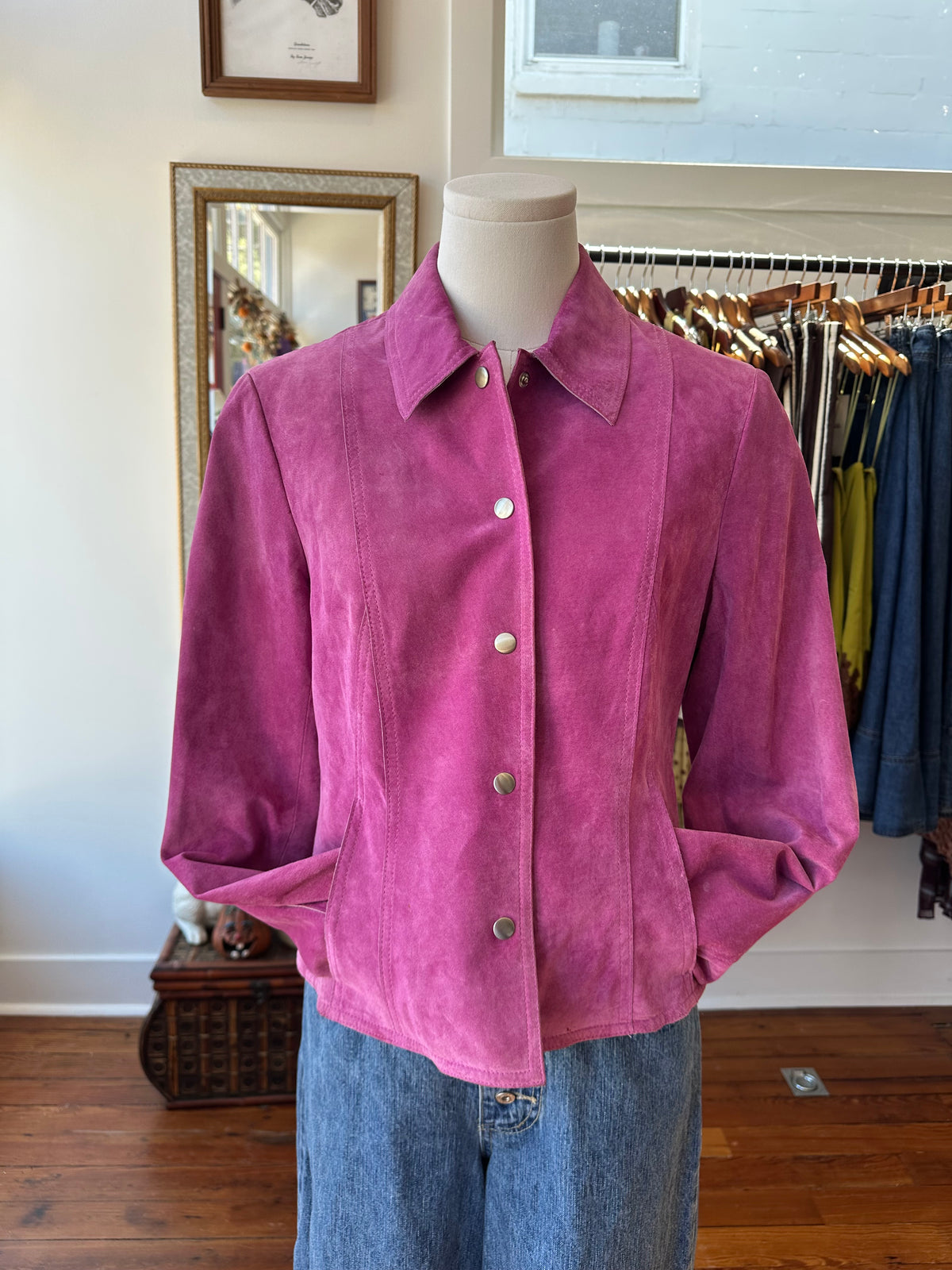 90's Magenta Suede Jacket - 8