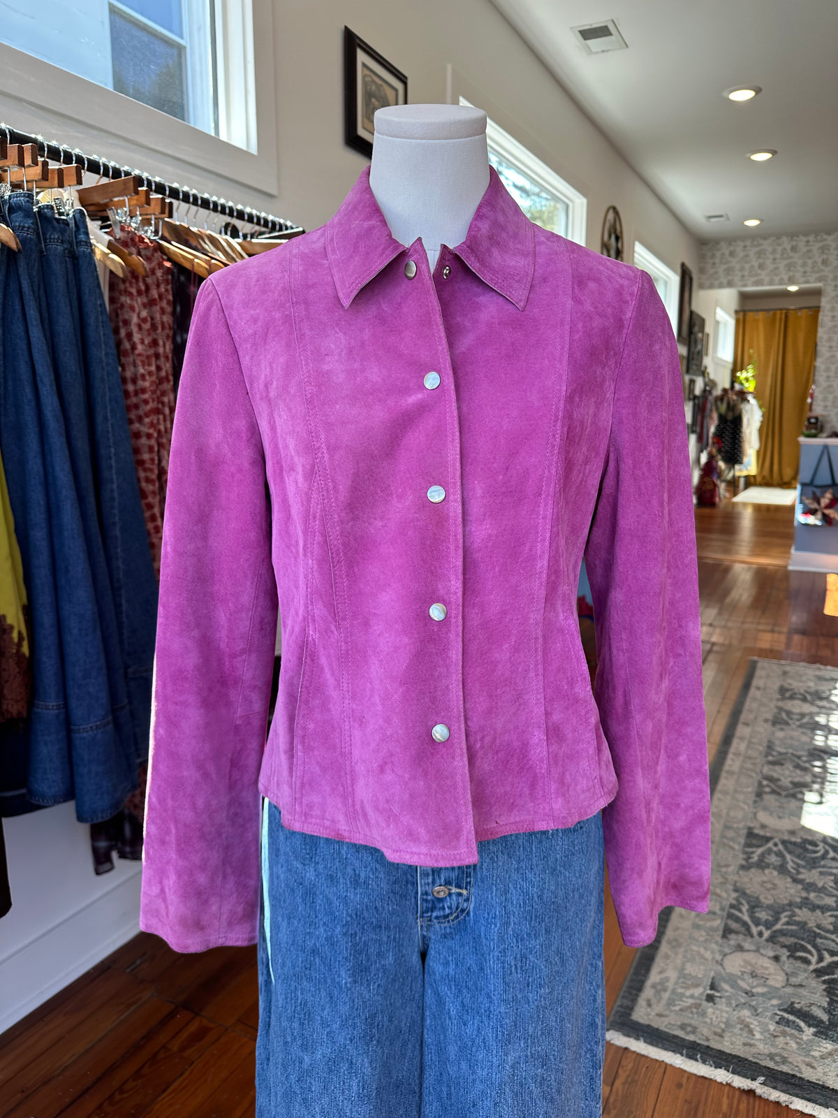 90's Magenta Suede Jacket - 8