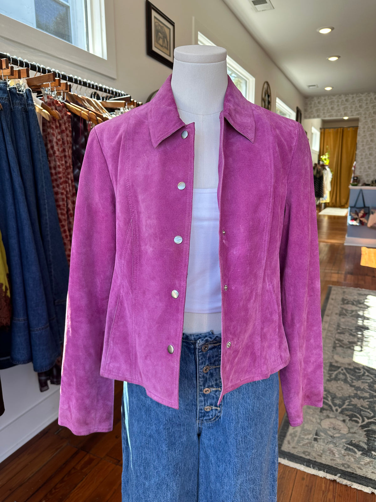 90's Magenta Suede Jacket - 8