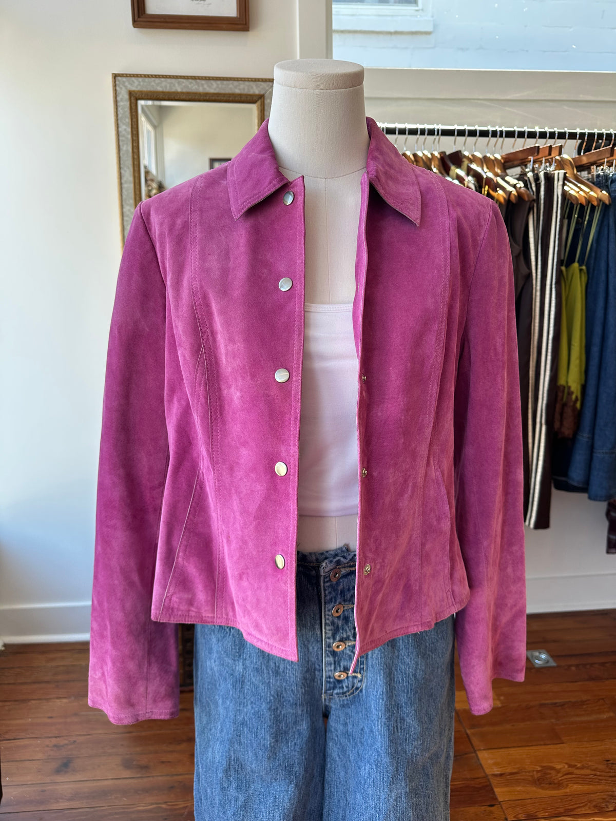 90's Magenta Suede Jacket - 8