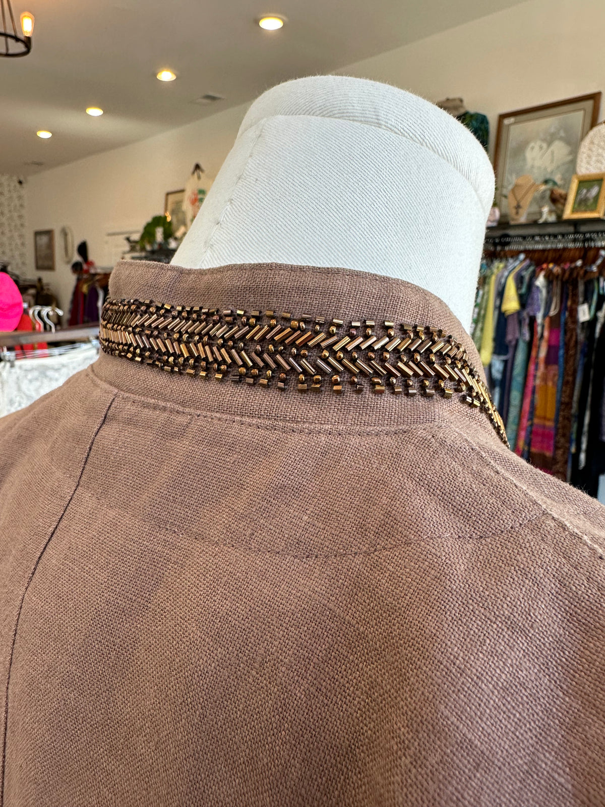 Y2K Jeweled Linen Military Jacket - 8