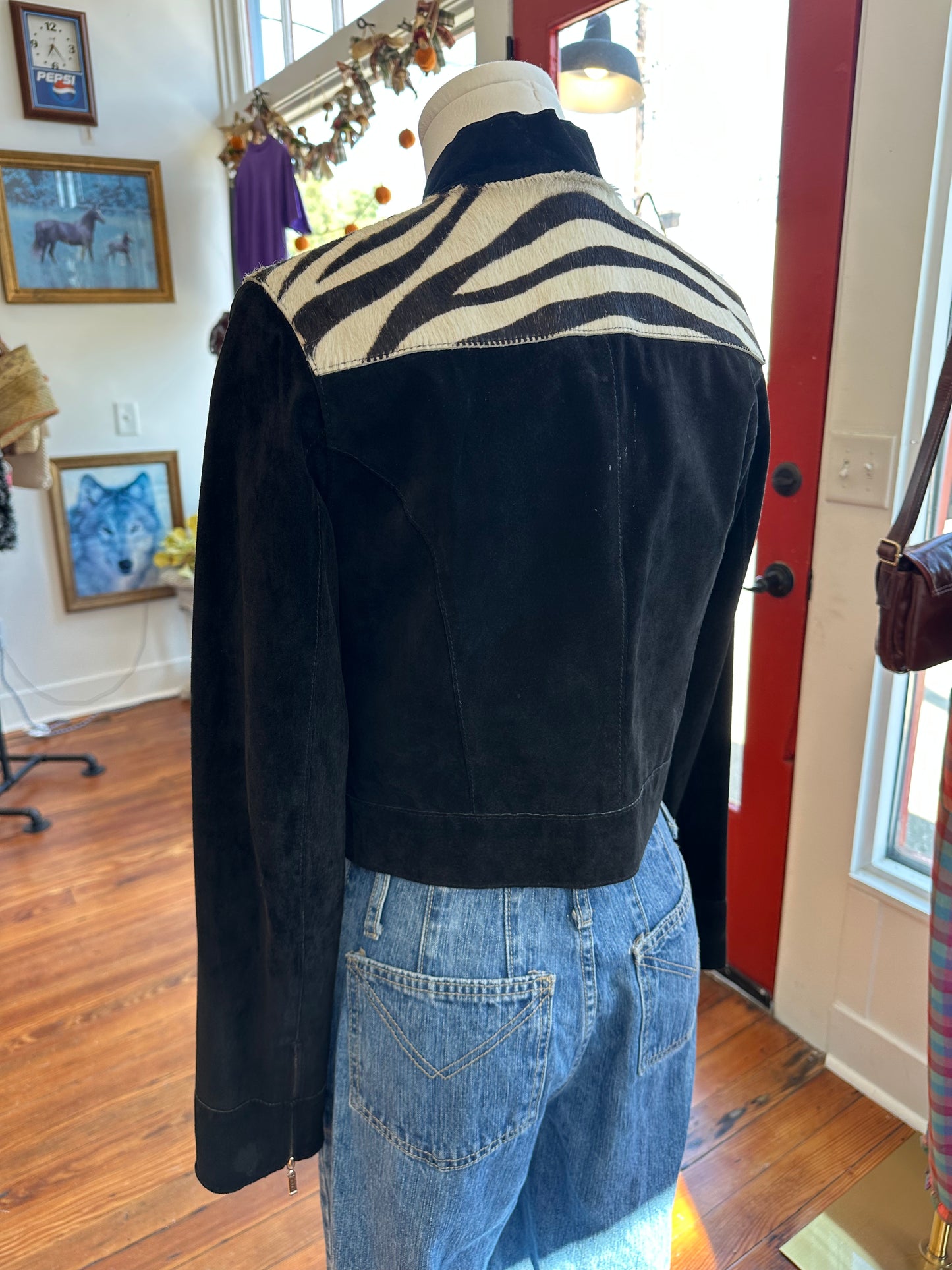 Y2K BeBe Zebra Leather Jacket - SMALL