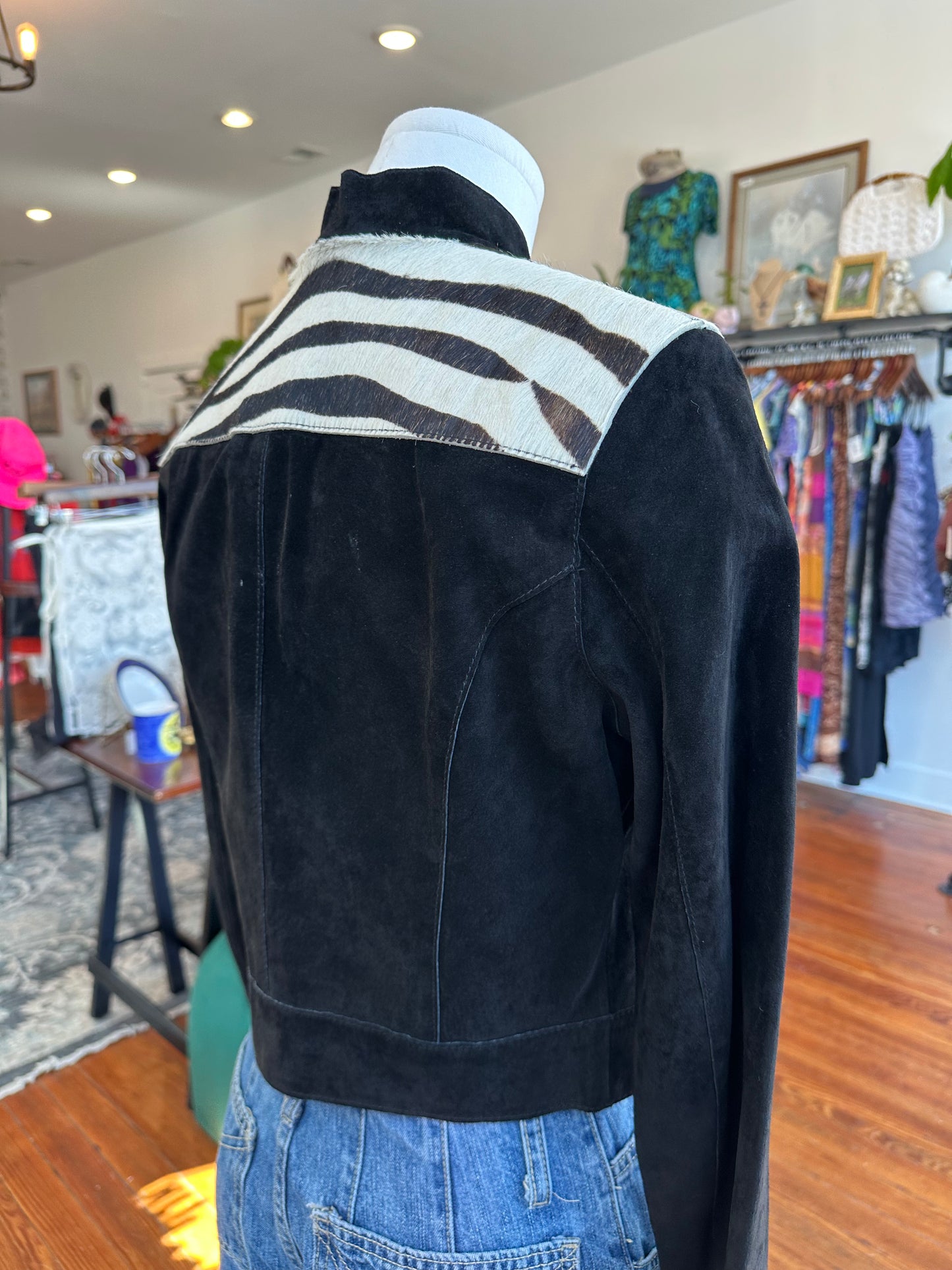Y2K BeBe Zebra Leather Jacket - SMALL