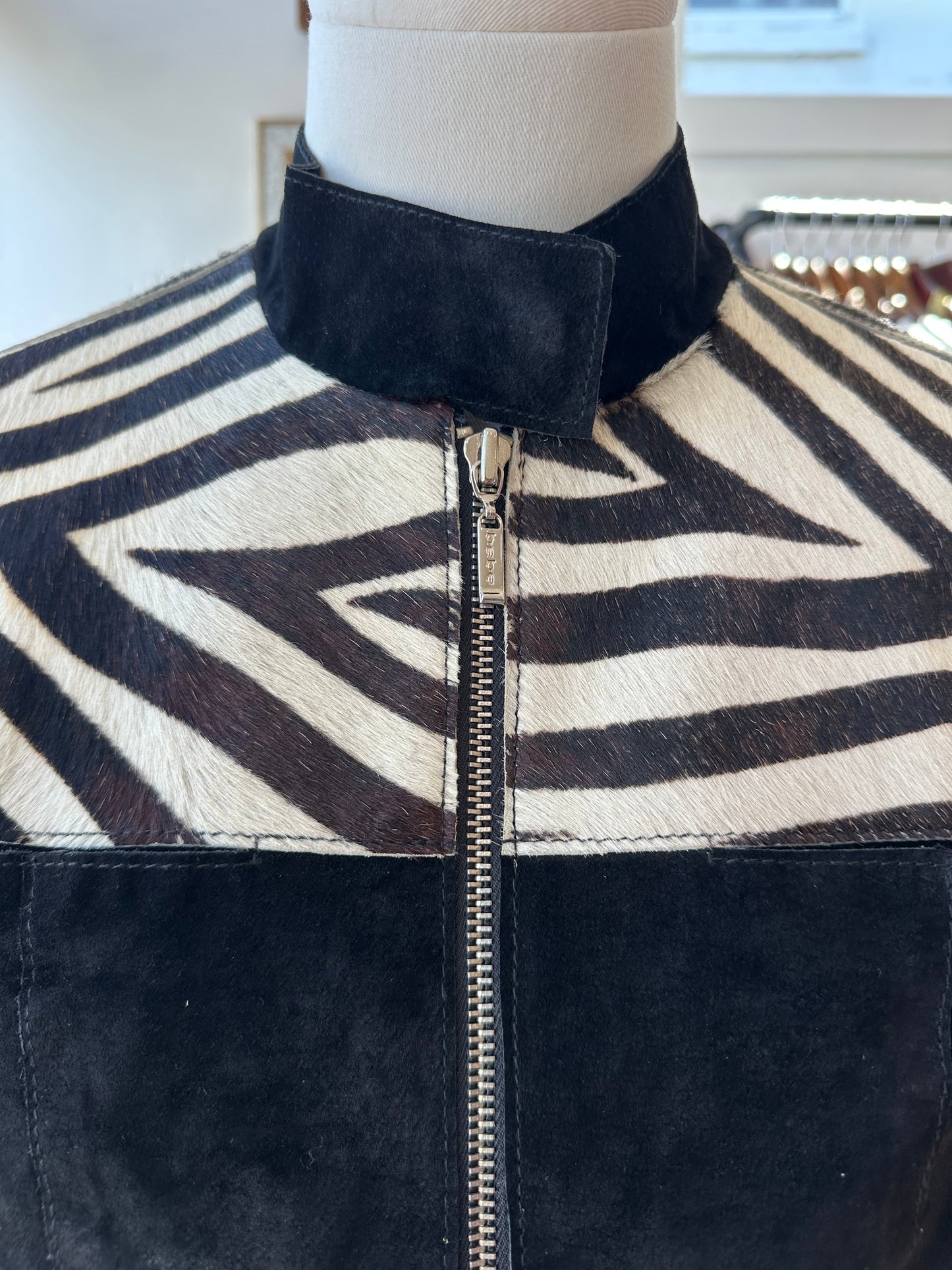 Y2K BeBe Zebra Leather Jacket - SMALL