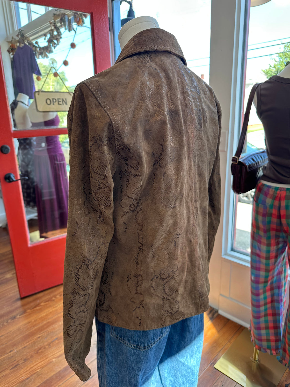 Y2K Leather Metallic Snake Jacket - SMALL