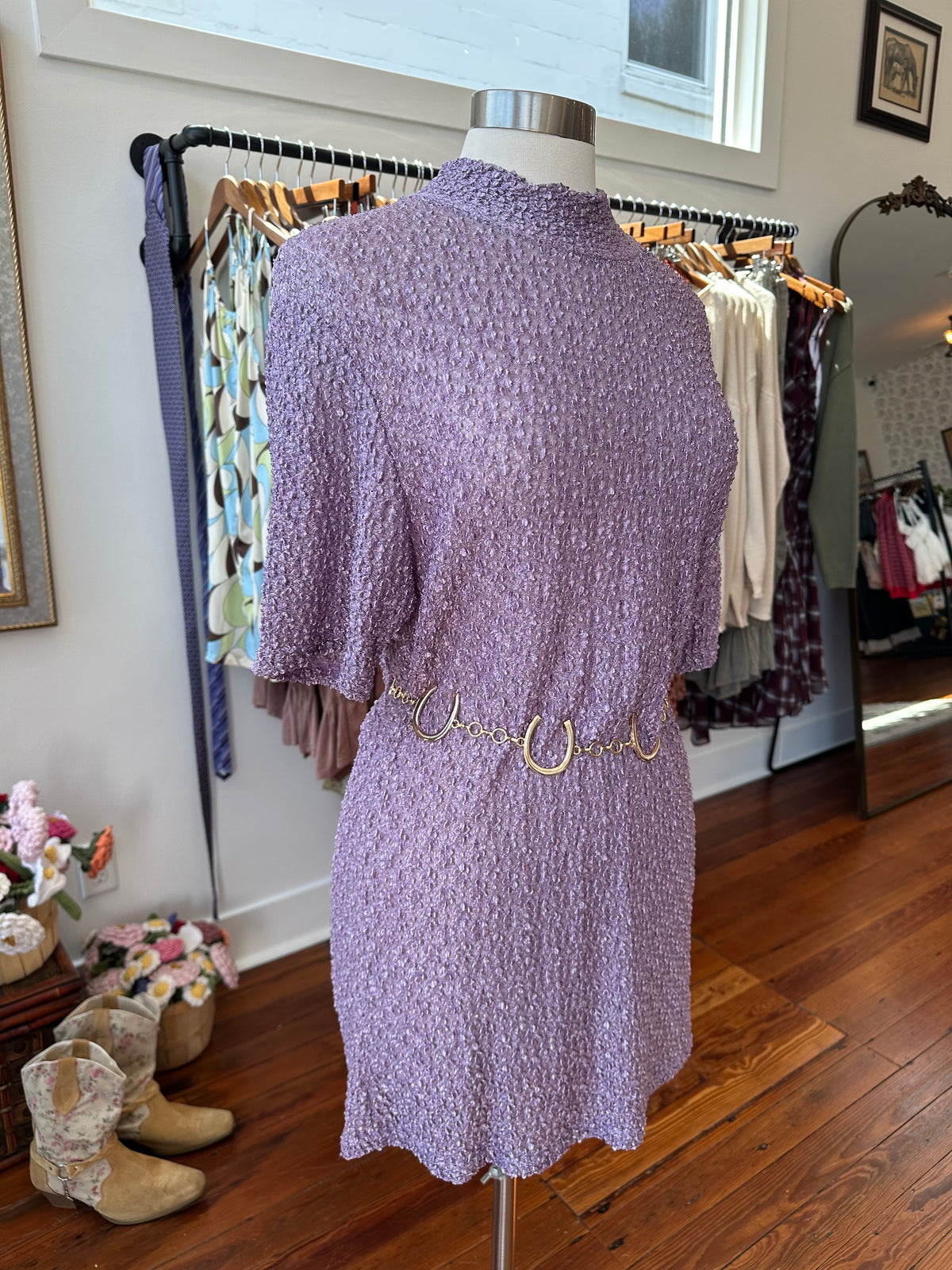 90's Lavender Shift Dress - LARGE