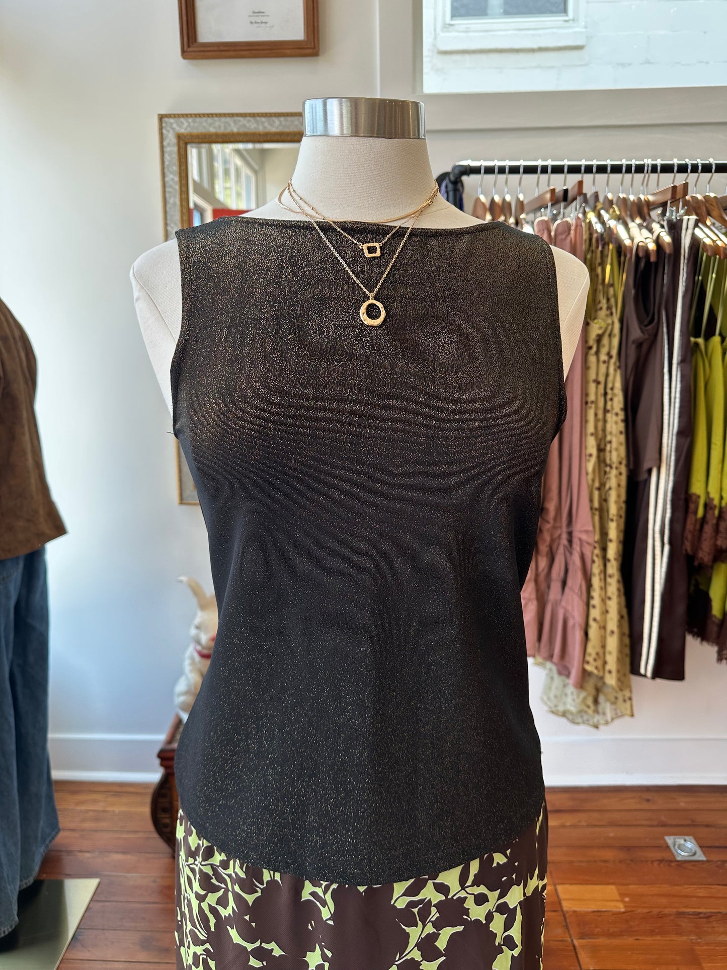 90's Gold Shimmer Tank - MEDIUM