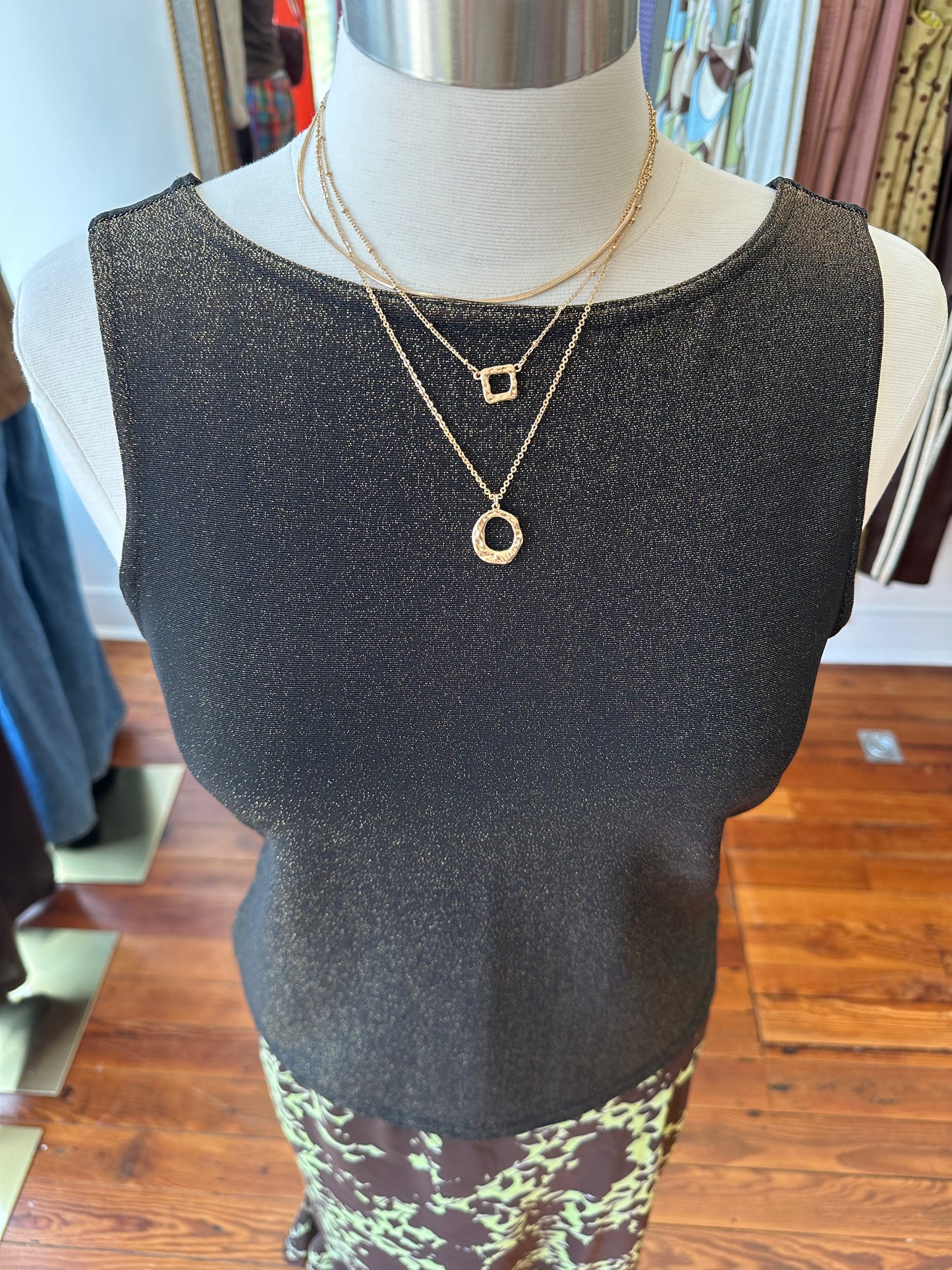 90's Gold Shimmer Tank - MEDIUM