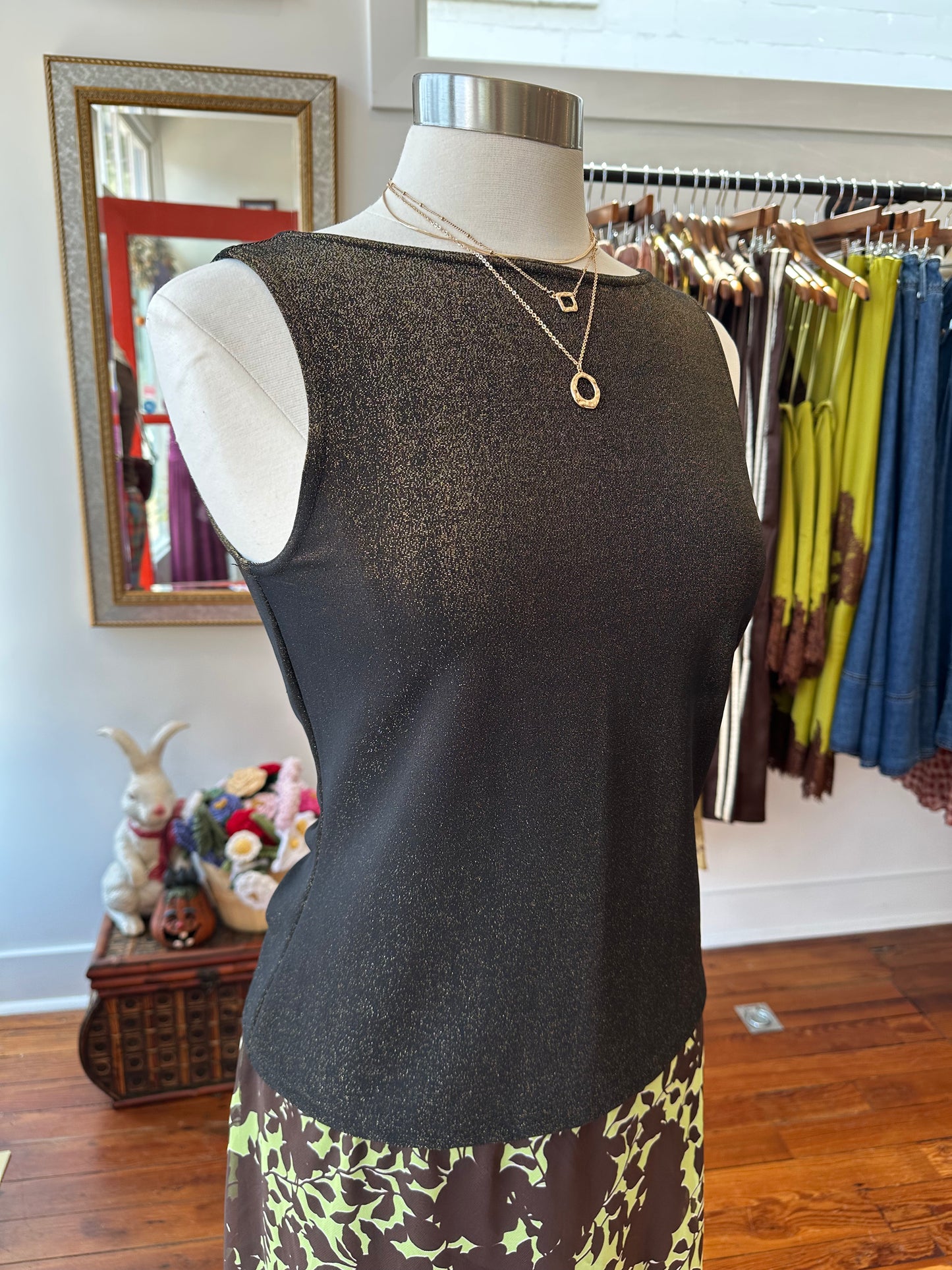 90's Gold Shimmer Tank - MEDIUM