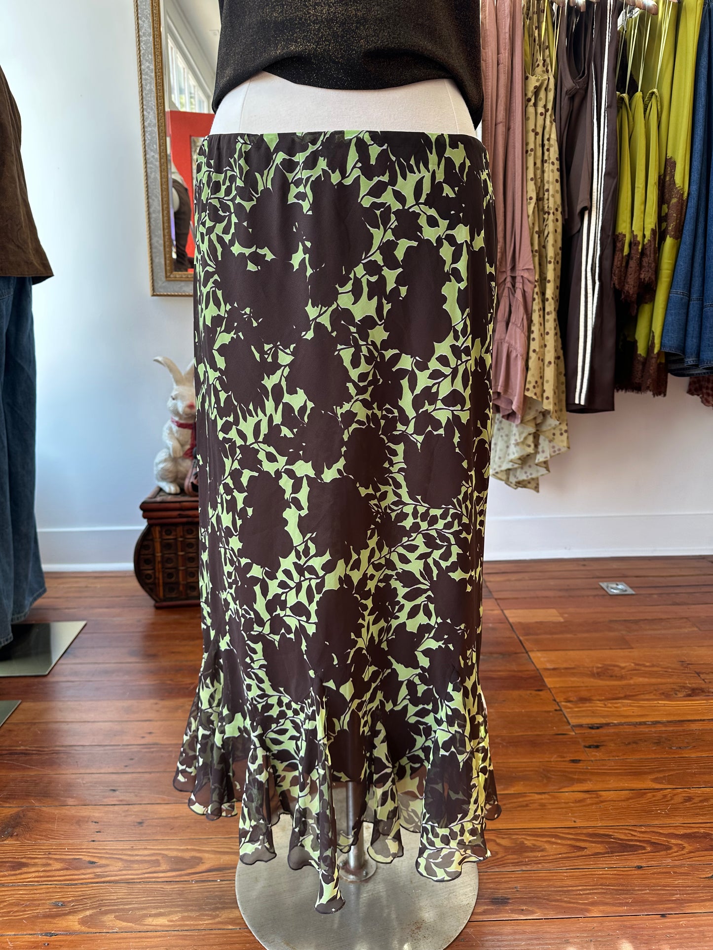 Vtg Botanical Midi Skirt - LARGE