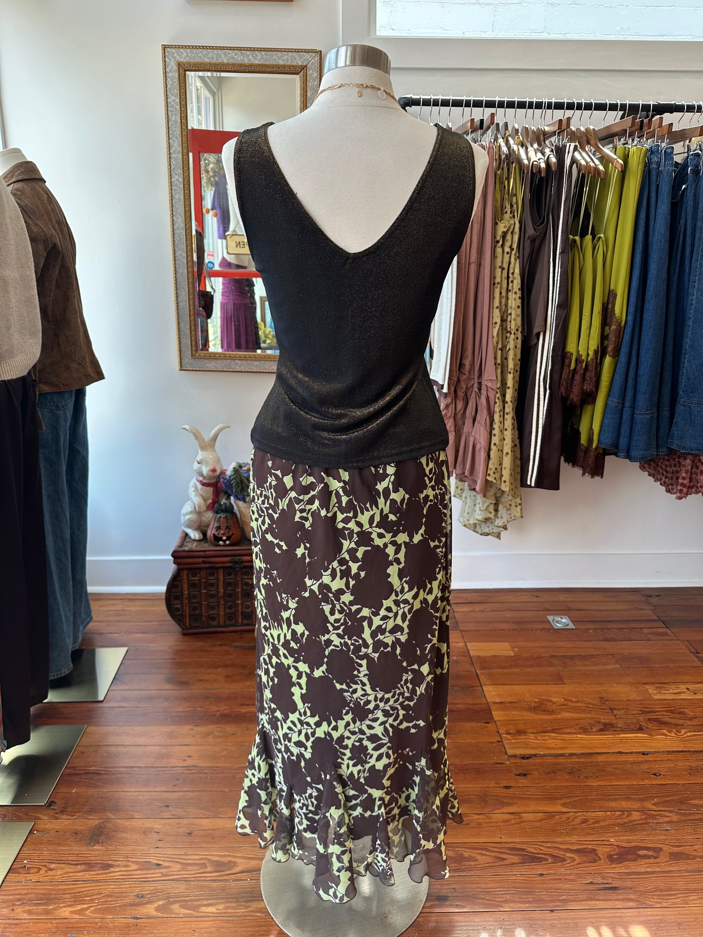 Vtg Botanical Midi Skirt - LARGE