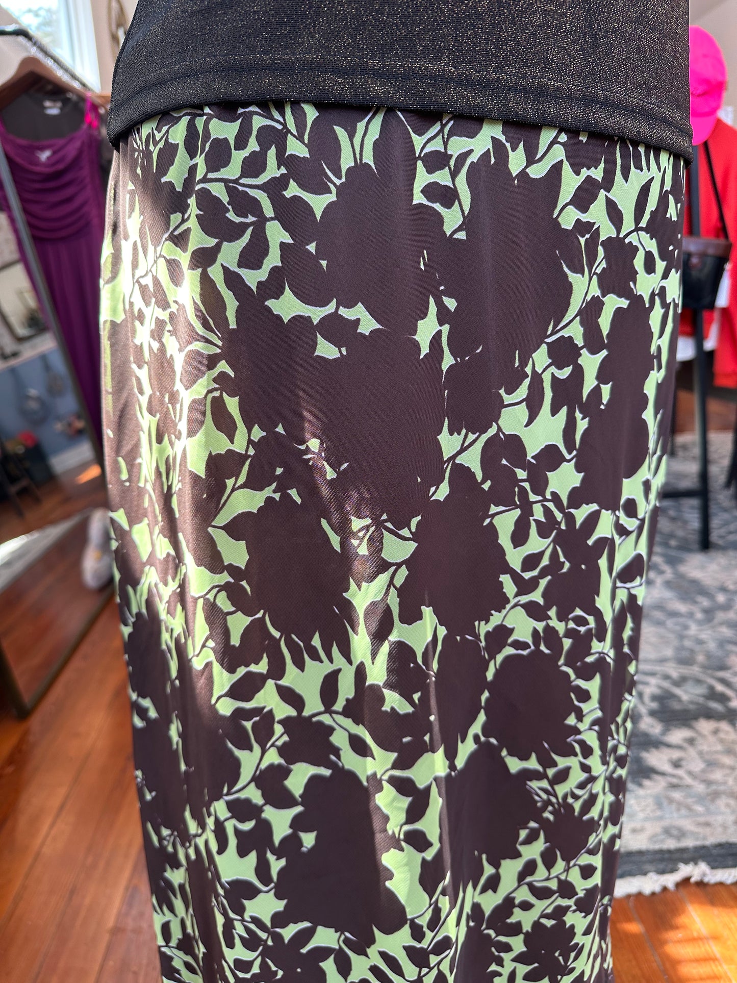 Vtg Botanical Midi Skirt - LARGE