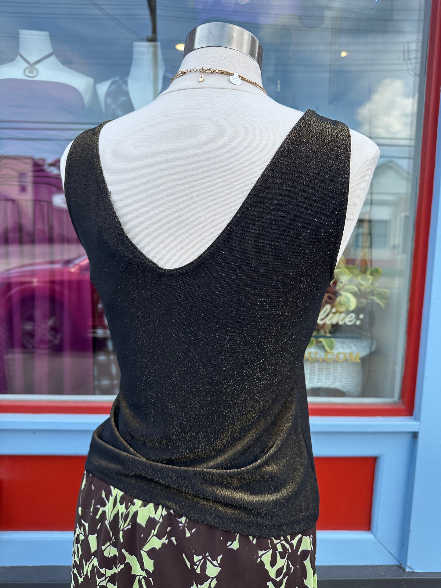 90's Gold Shimmer Tank - MEDIUM