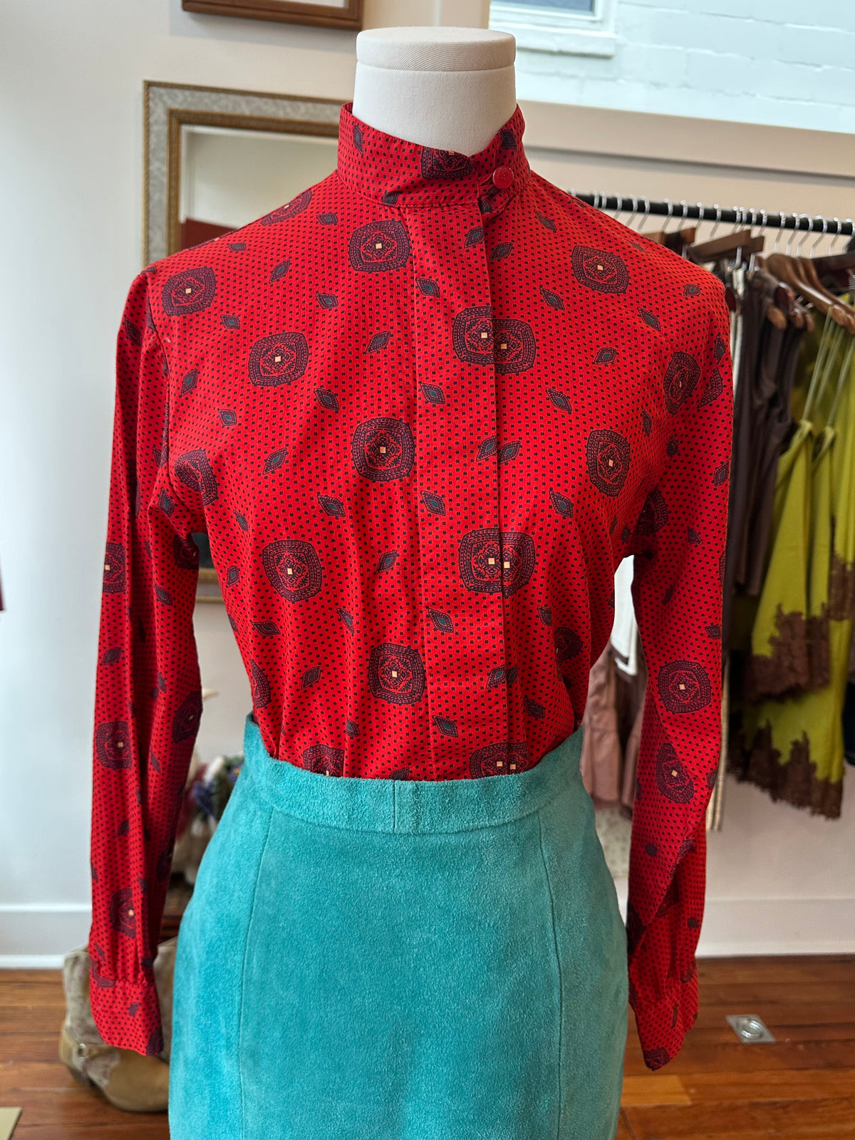 70's/80's Printed Blouse - XS/SMALL