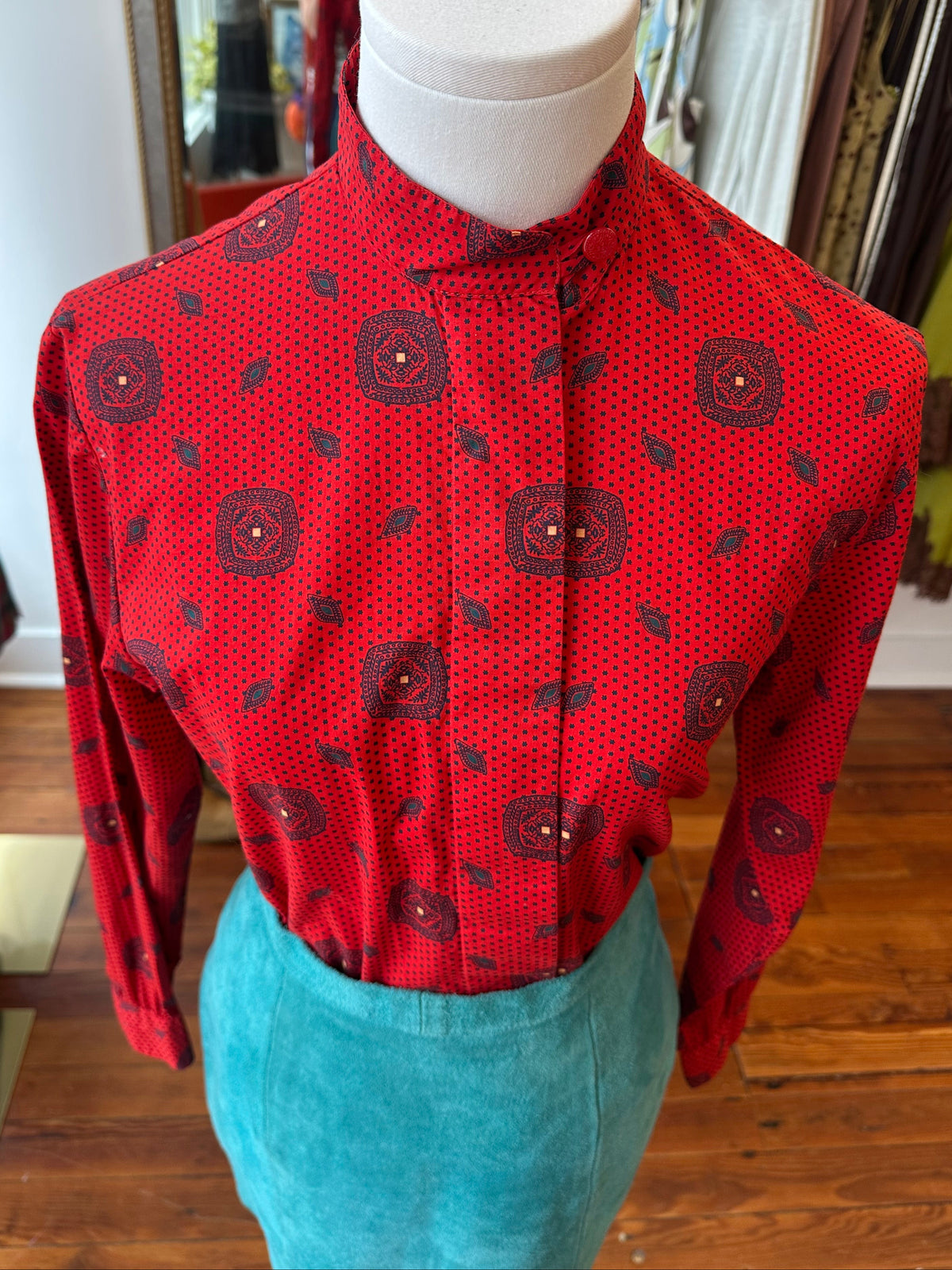 70's/80's Printed Blouse - XS/SMALL