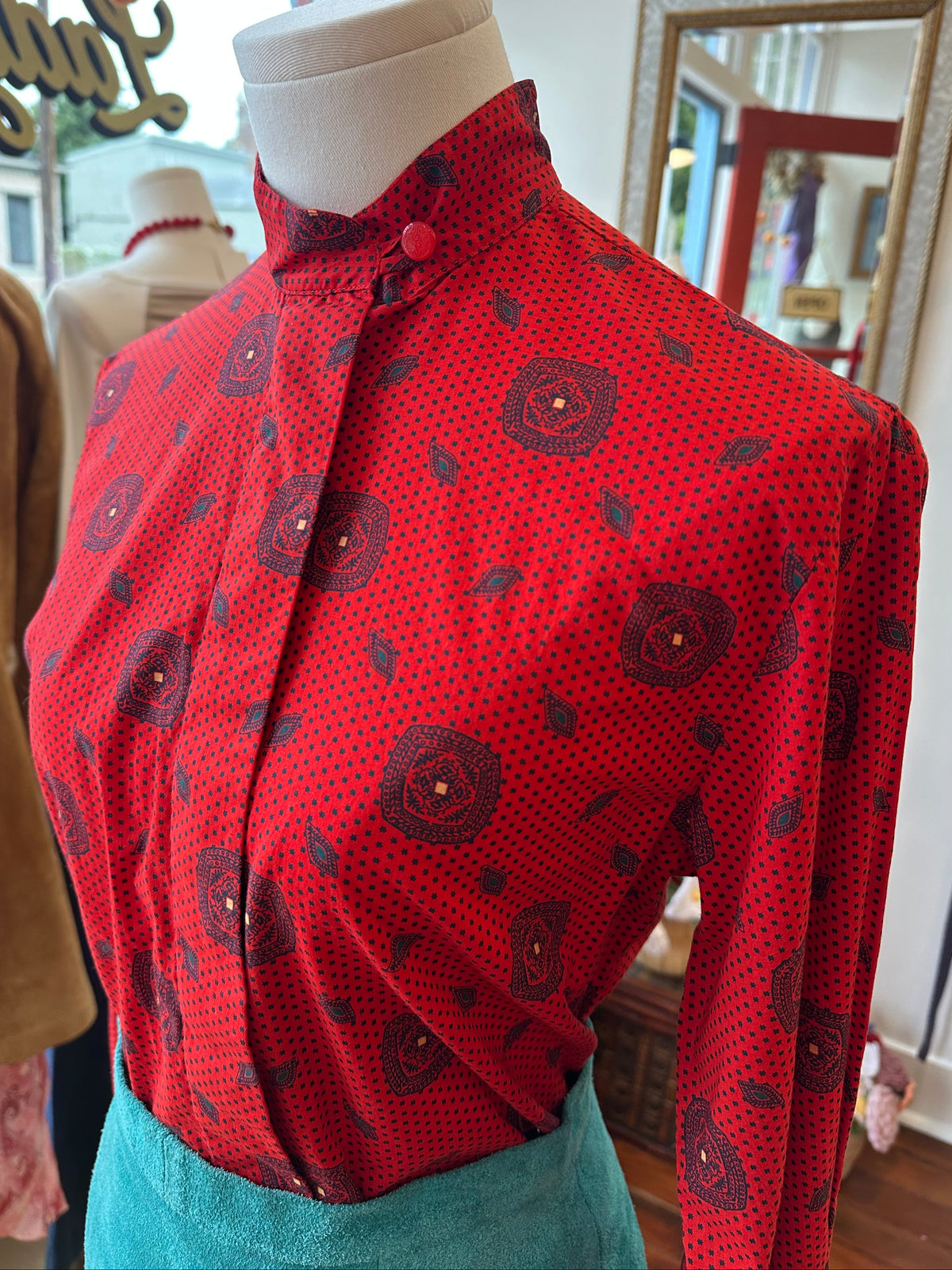 70's/80's Printed Blouse - XS/SMALL
