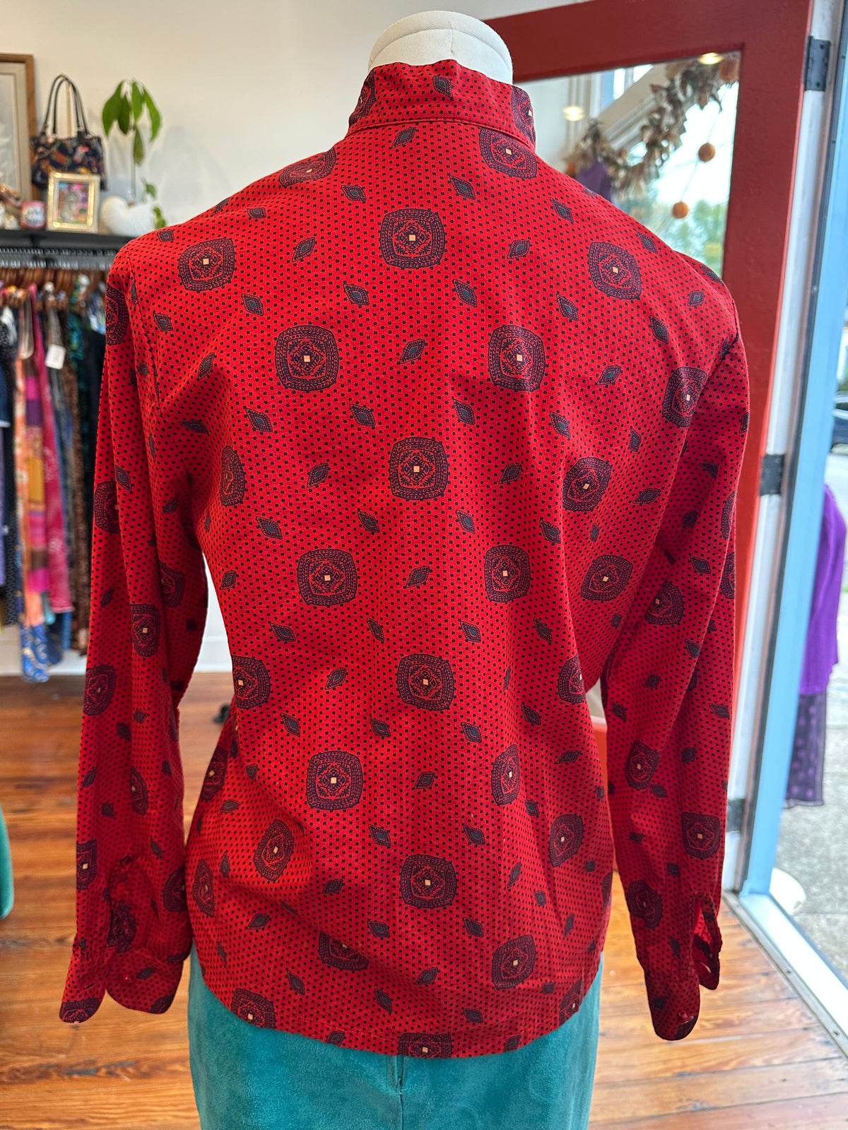 70's/80's Printed Blouse - XS/SMALL