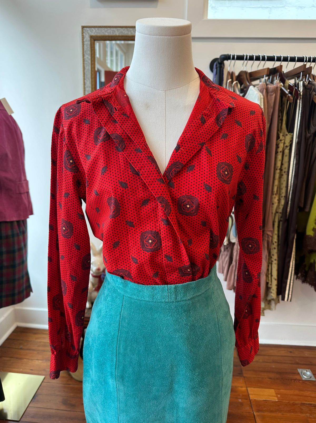 70's/80's Printed Blouse - XS/SMALL