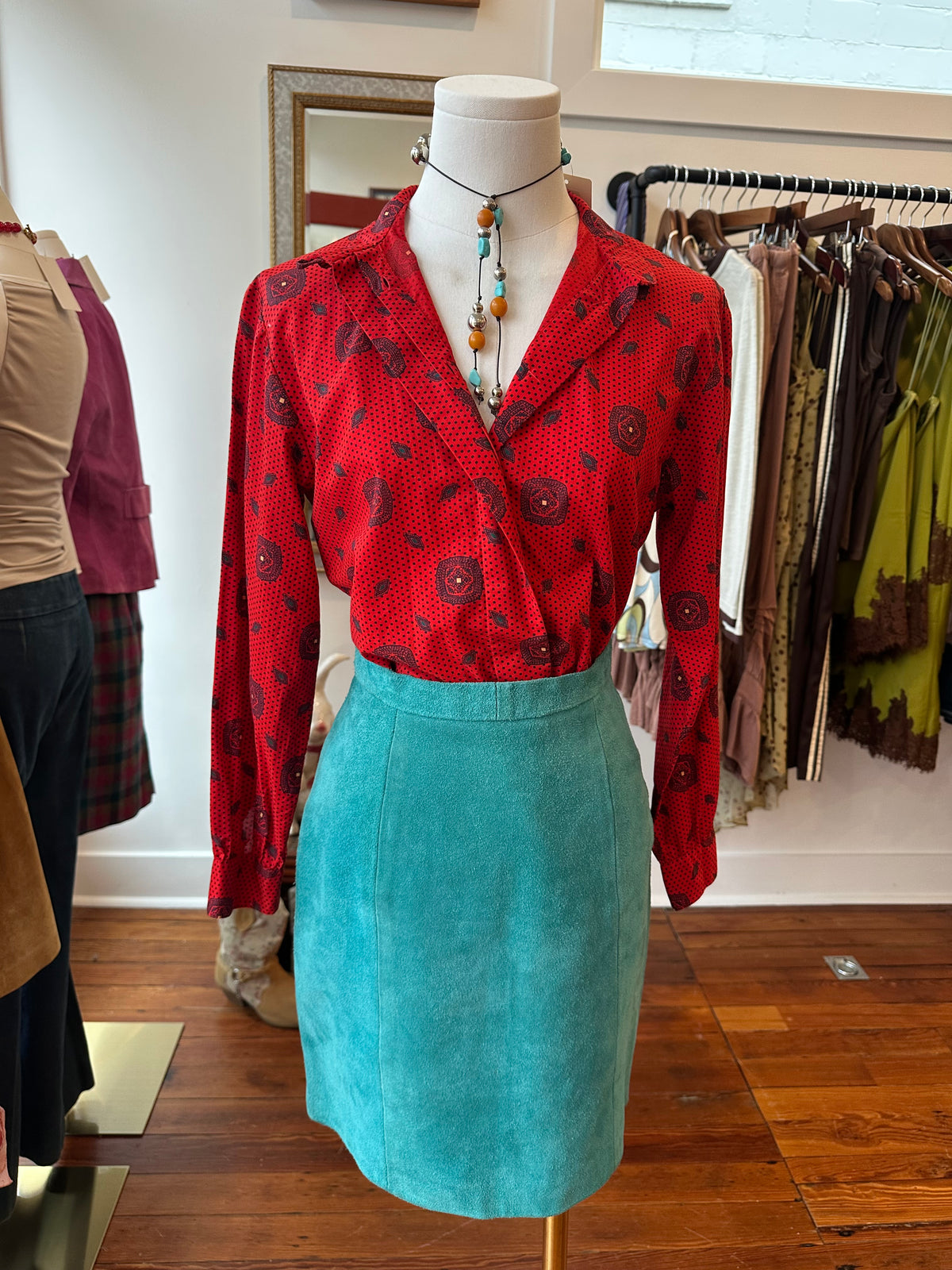 70's/80's Printed Blouse - XS/SMALL