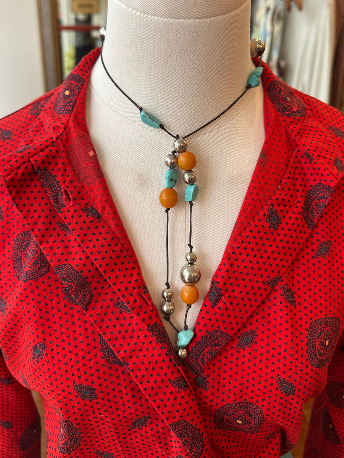 70's/80's Printed Blouse - XS/SMALL