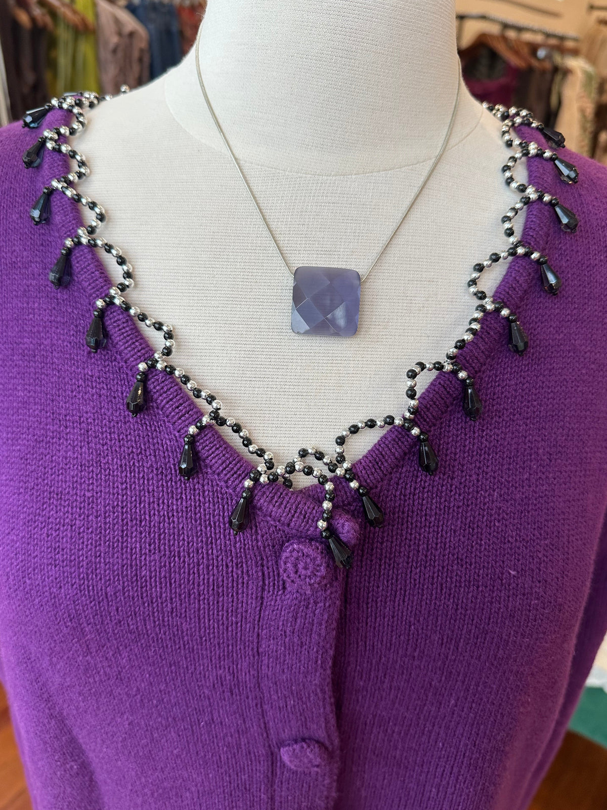 Witchy Purple Jeweled Cardi - LARGE