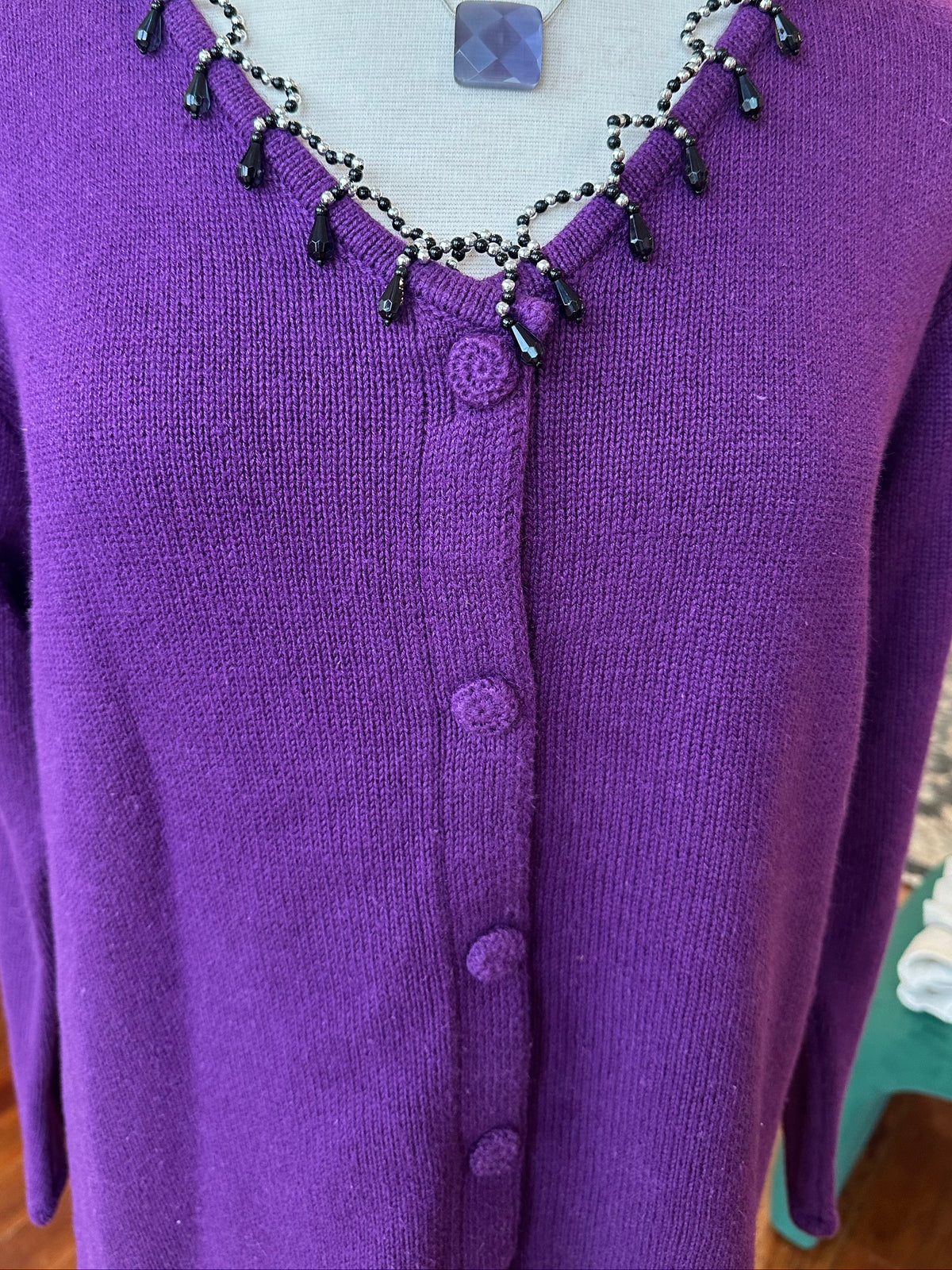 Witchy Purple Jeweled Cardi - LARGE
