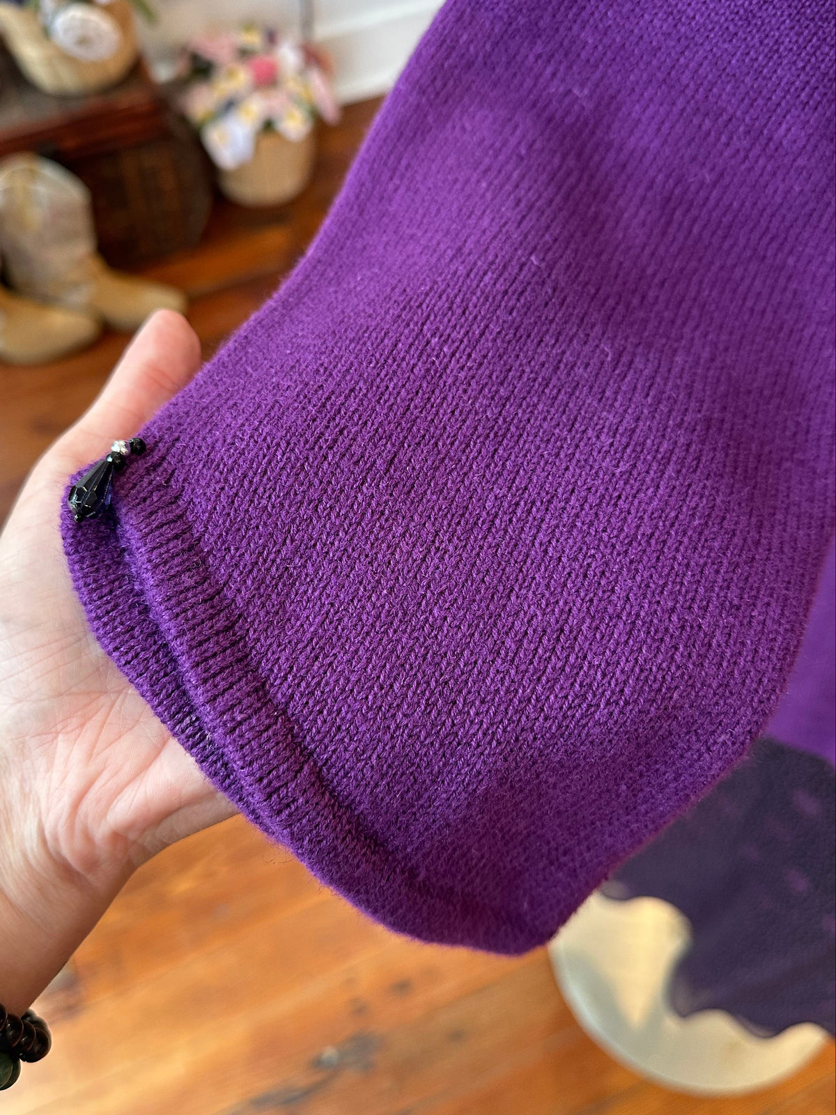 Witchy Purple Jeweled Cardi - LARGE