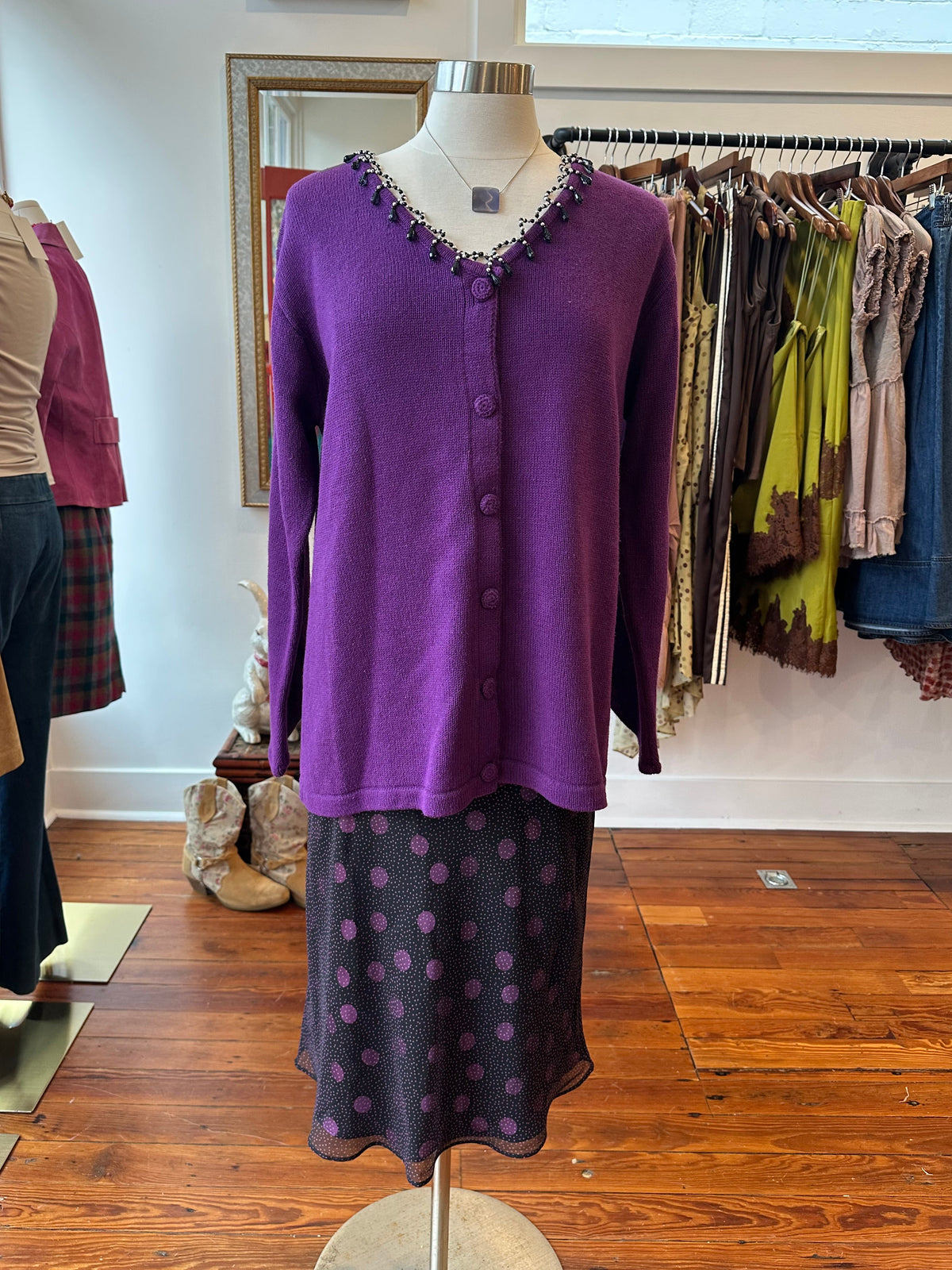 Witchy Purple Jeweled Cardi - LARGE