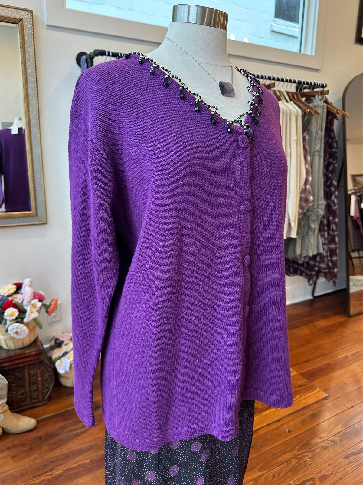 Witchy Purple Jeweled Cardi - LARGE