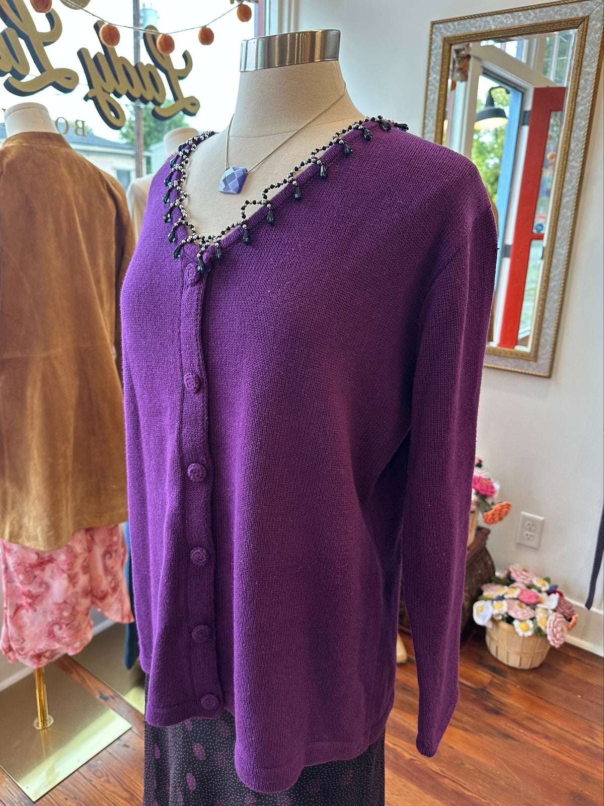 Witchy Purple Jeweled Cardi - LARGE