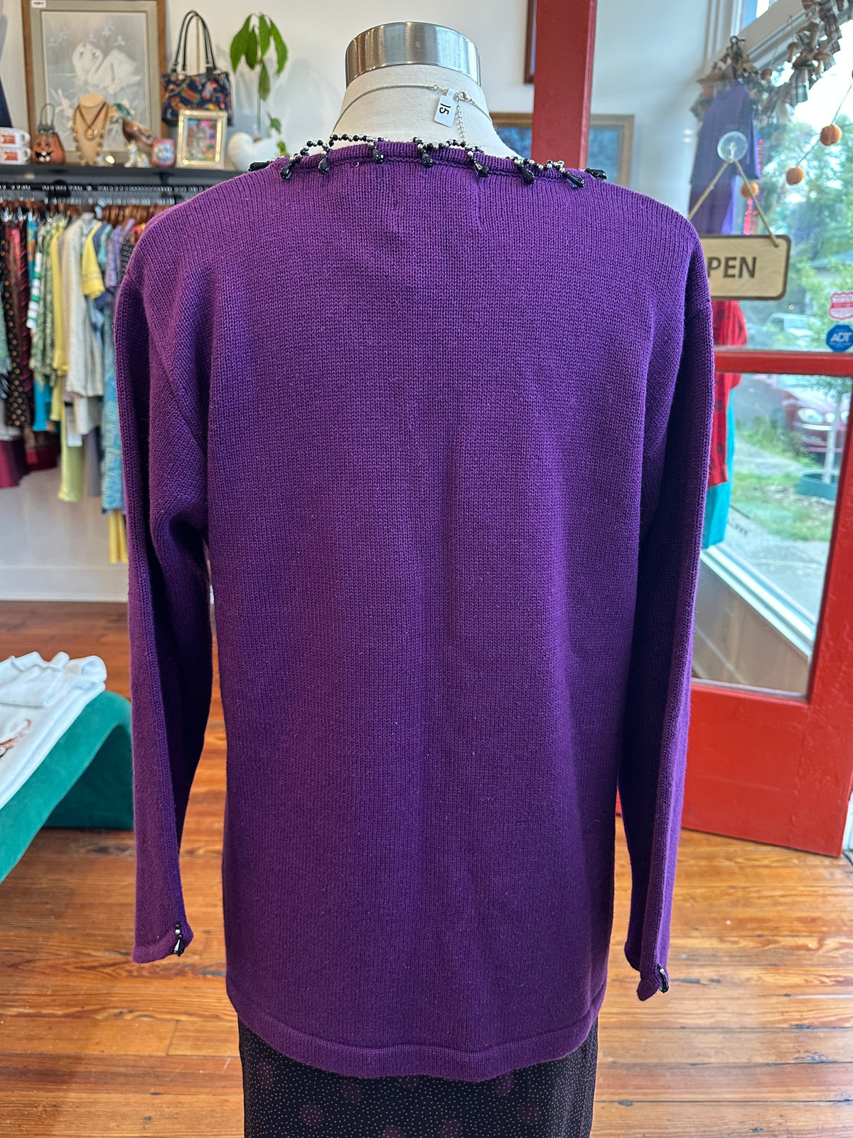 Witchy Purple Jeweled Cardi - LARGE
