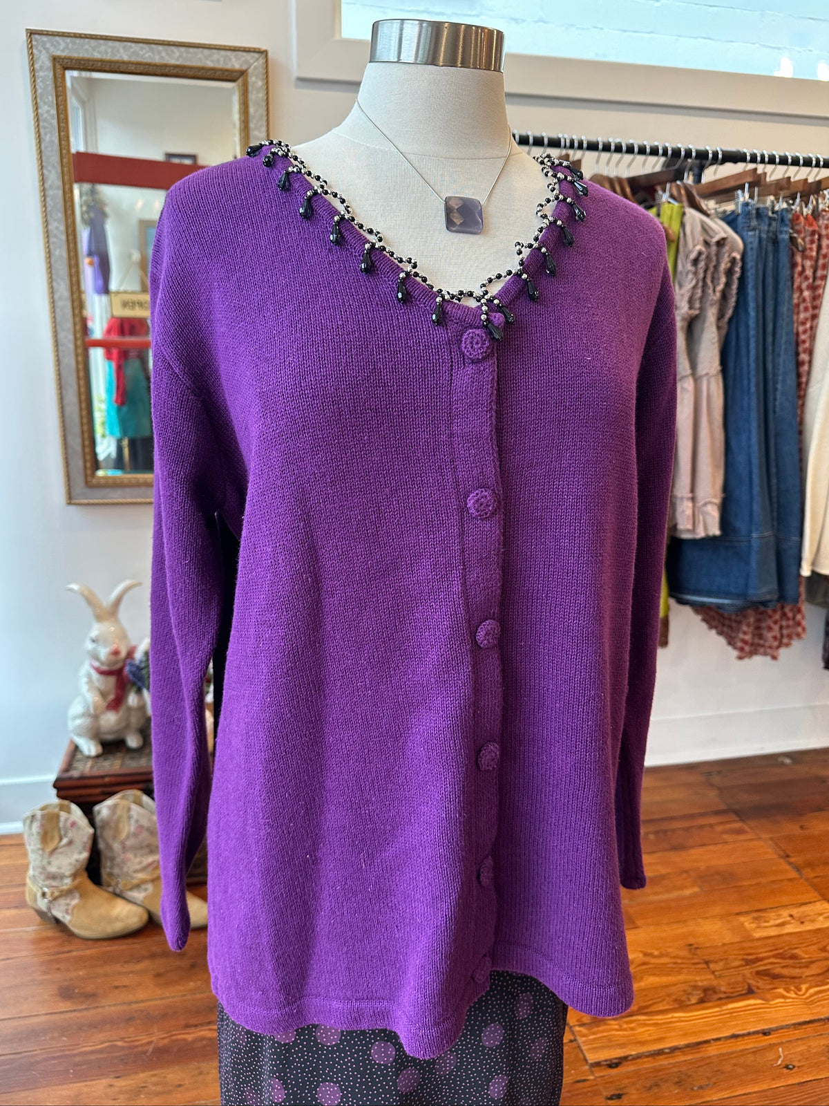 Witchy Purple Jeweled Cardi - LARGE