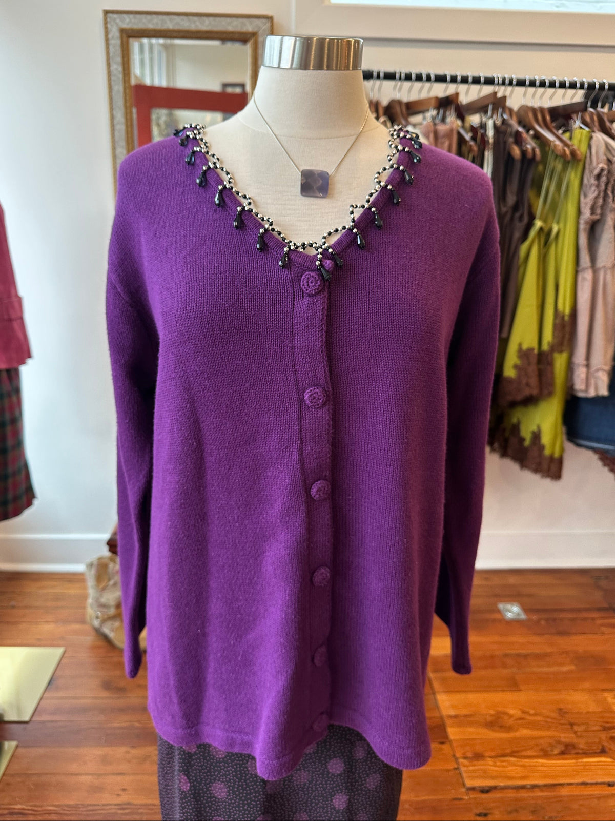 Witchy Purple Jeweled Cardi - LARGE