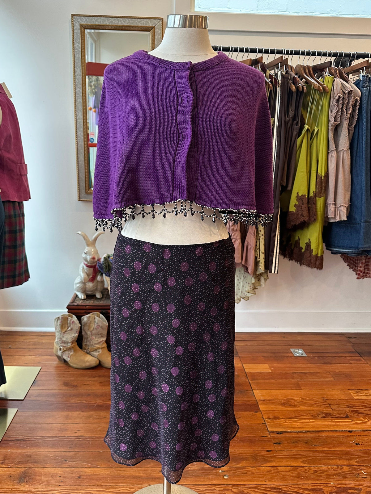 Witchy Purple Jeweled Poncho - LARGE