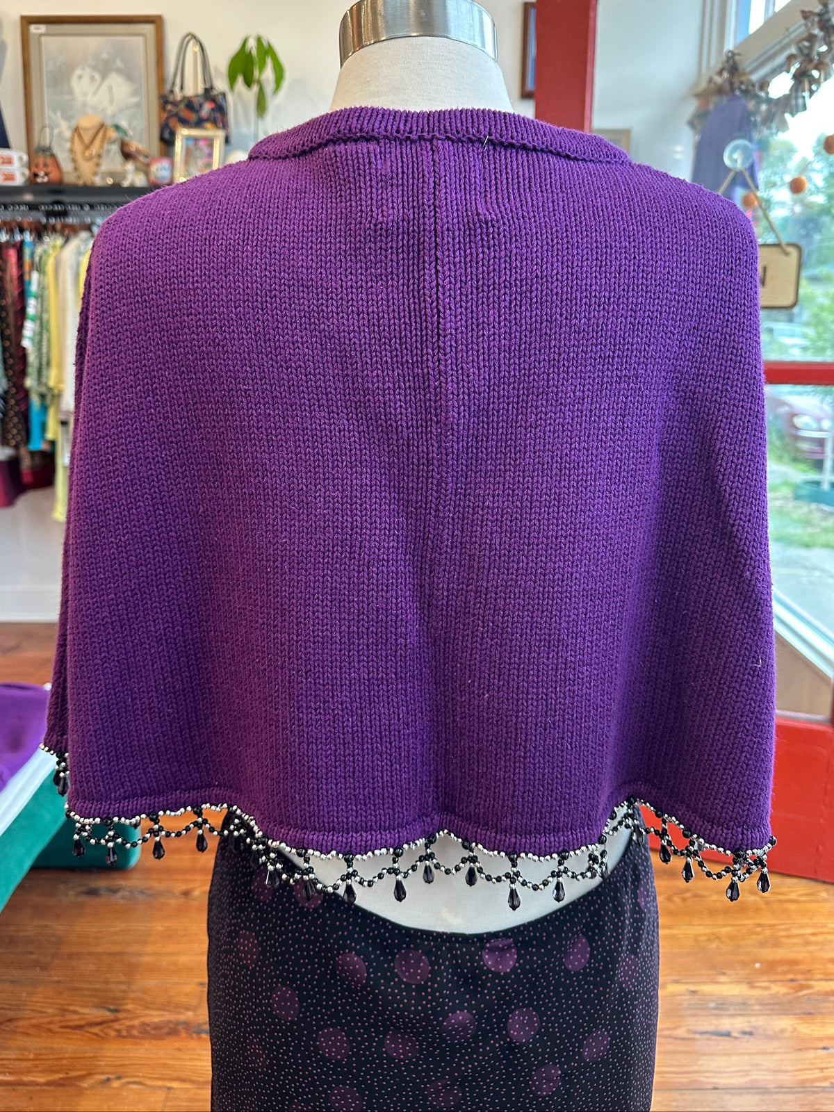 Witchy Purple Jeweled Poncho - LARGE