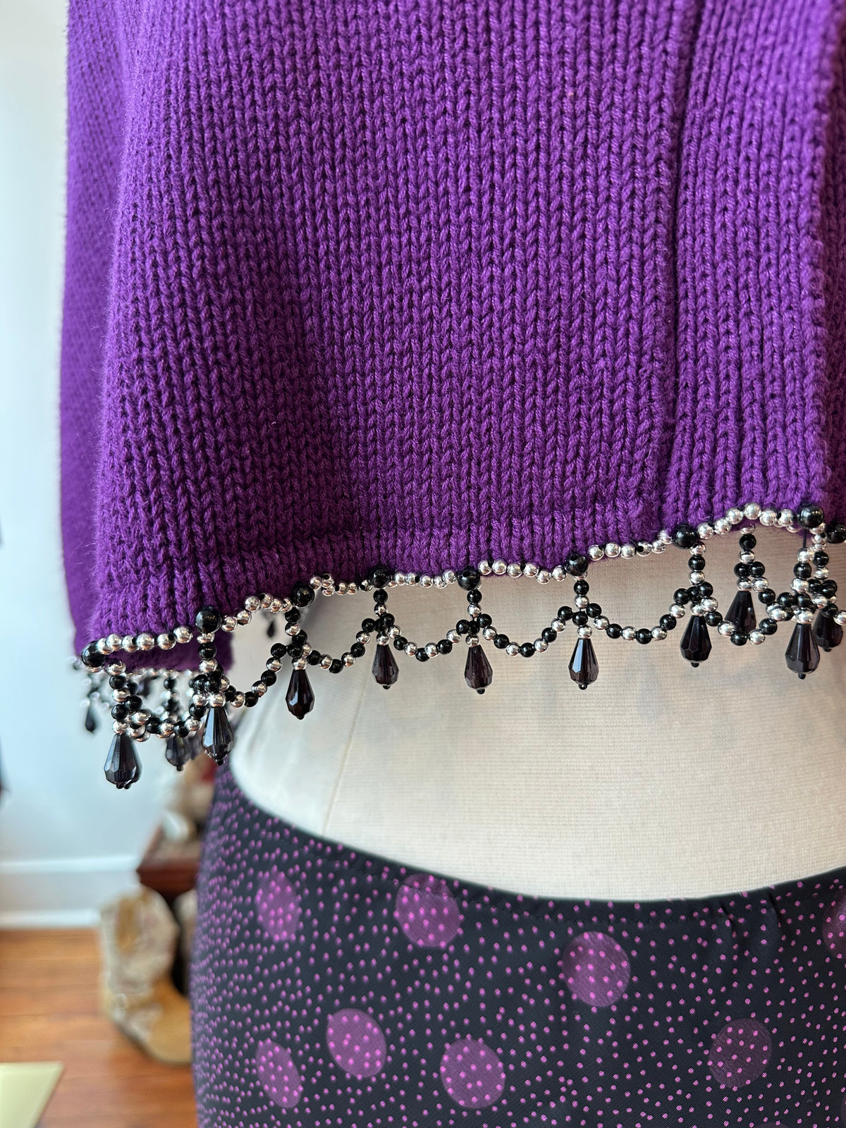 Witchy Purple Jeweled Poncho - LARGE