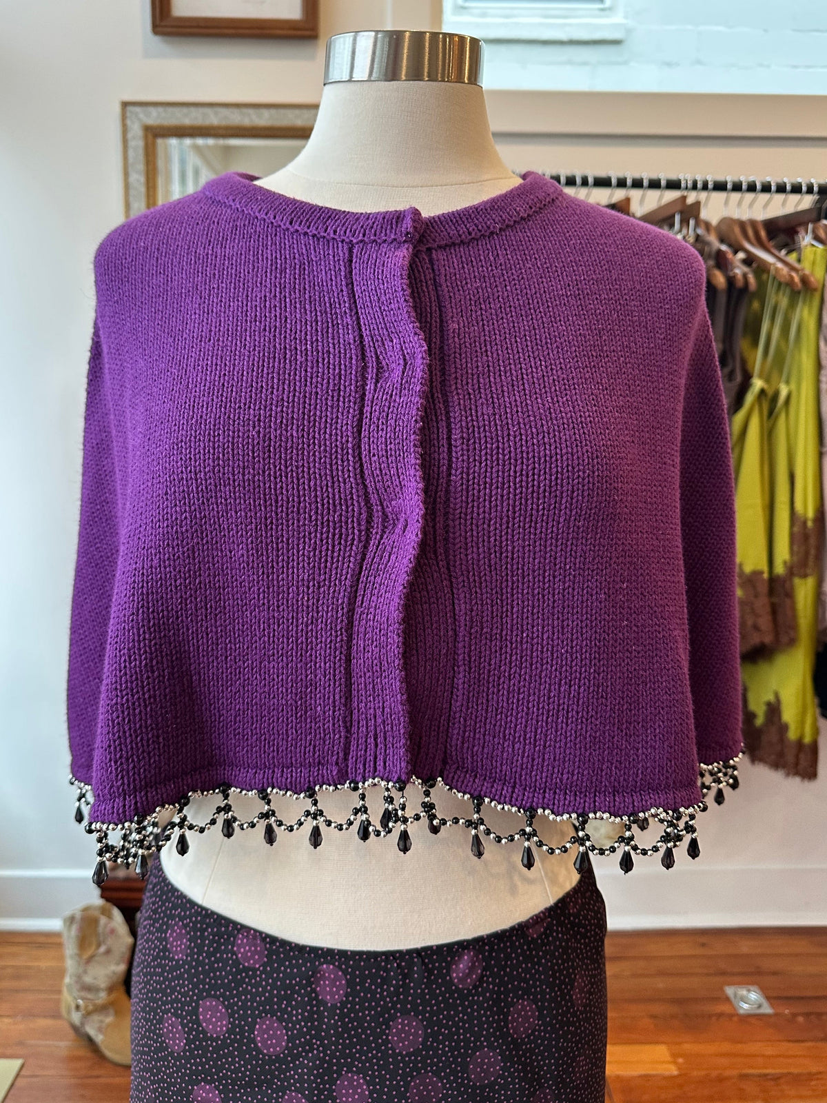 Witchy Purple Jeweled Poncho - LARGE