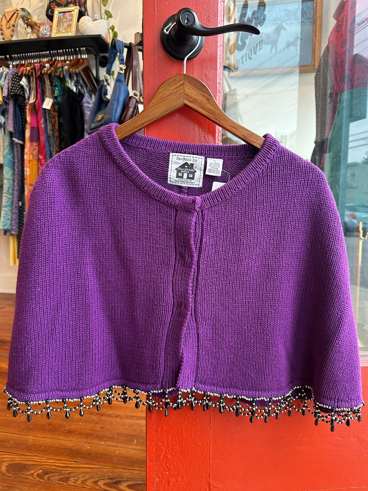 Witchy Purple Jeweled Poncho - LARGE