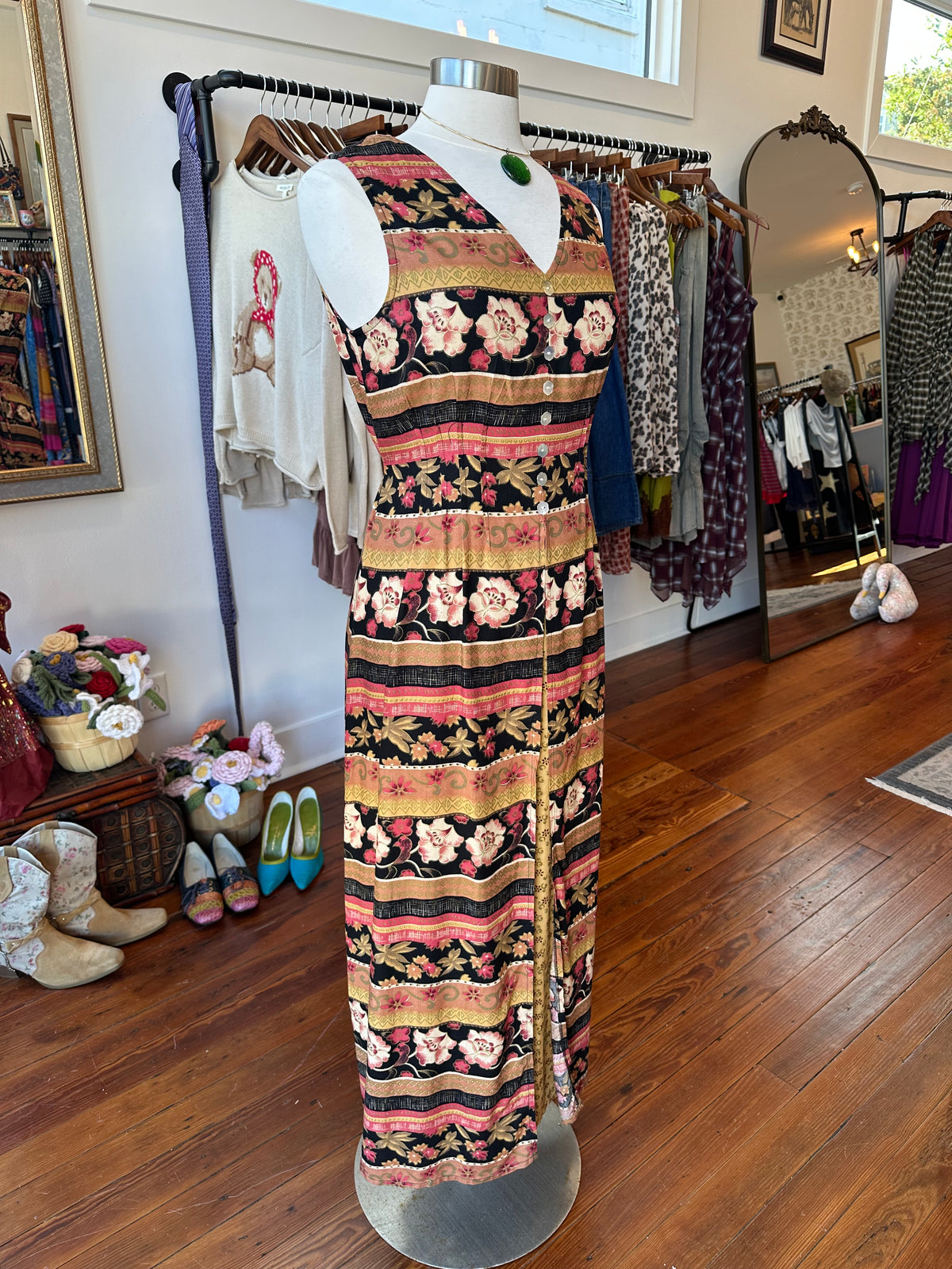 80's/90's Autumn Maxi Dress - 10