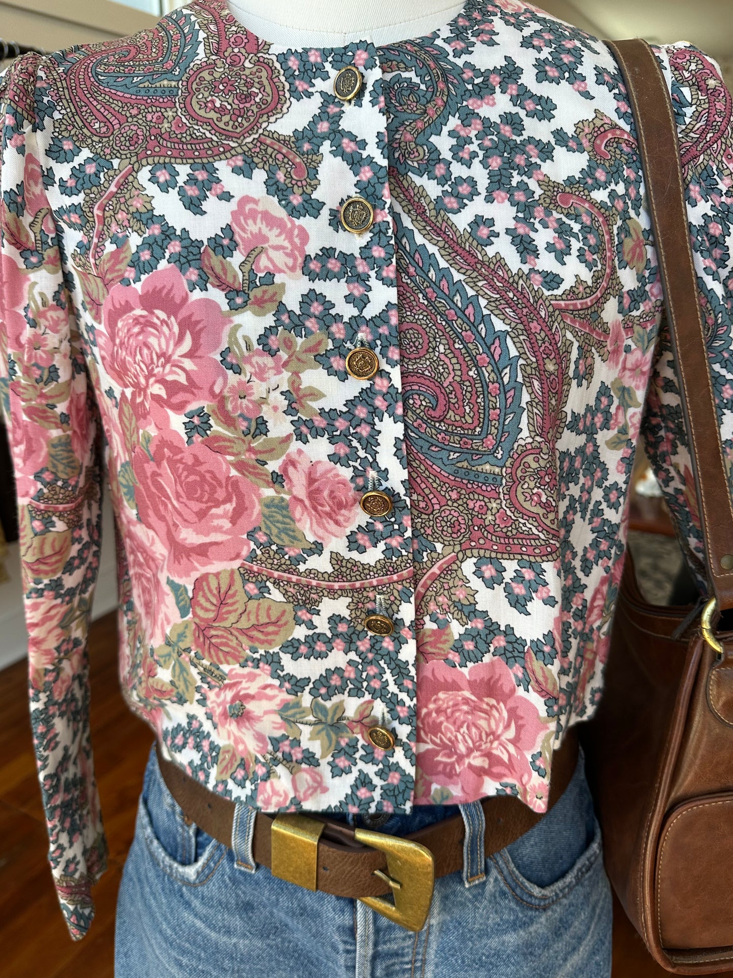 1989 Paisley Button Blouse - 6