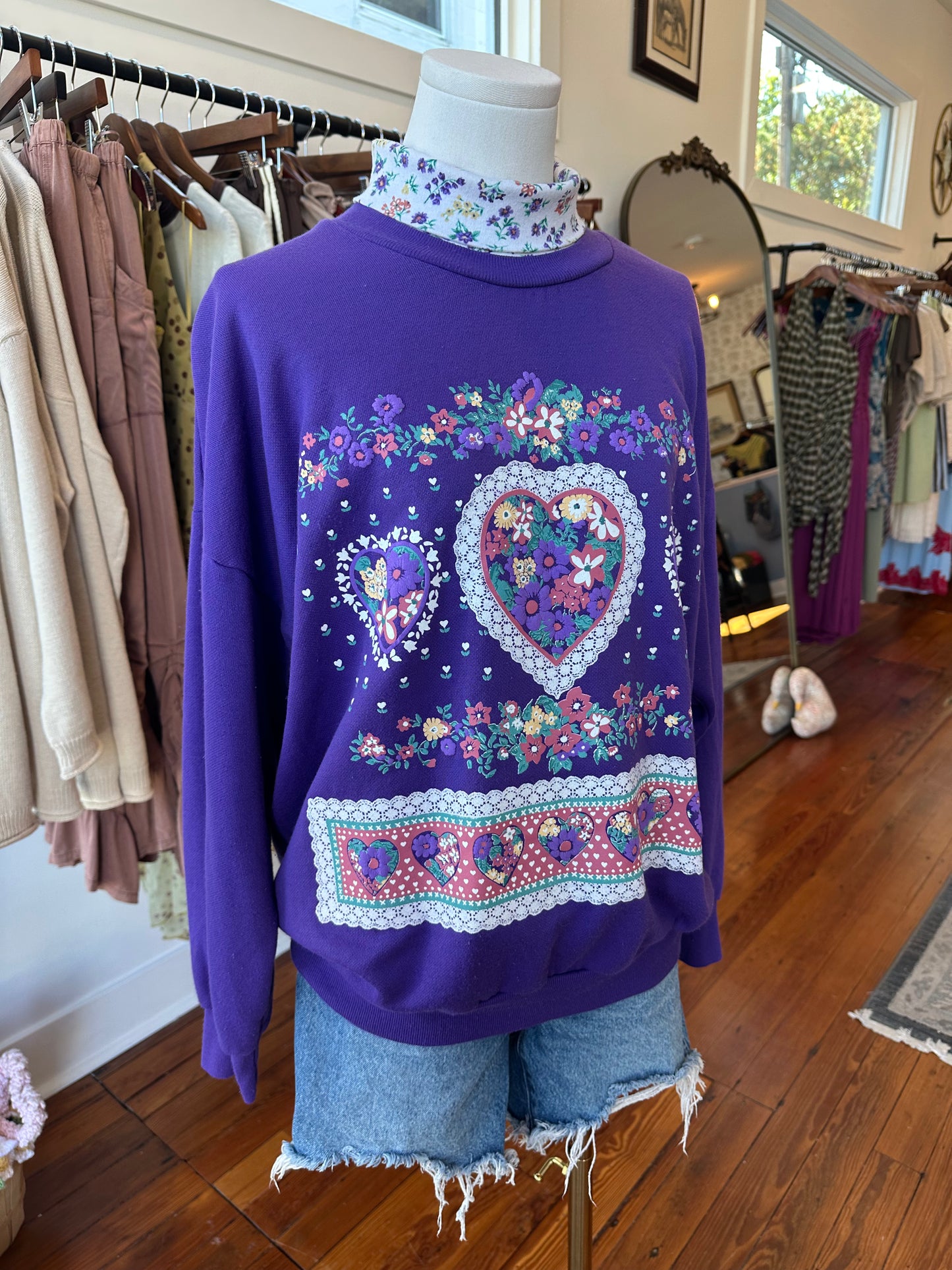 Grandma-Core Purple Crew USA - LARGE