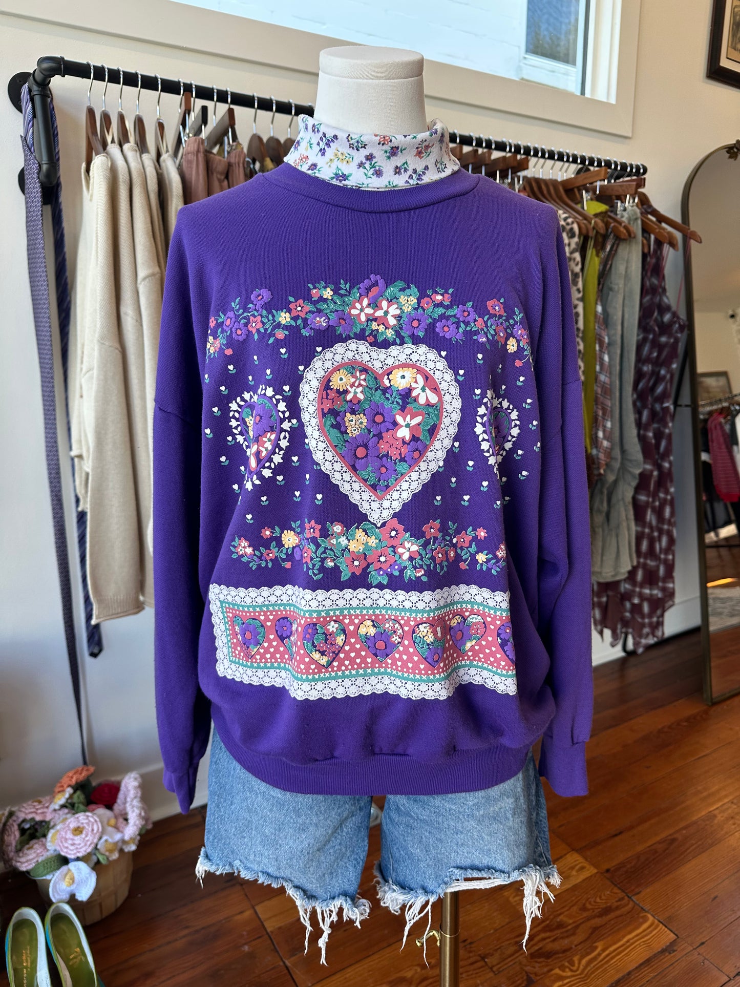 Grandma-Core Purple Crew USA - LARGE
