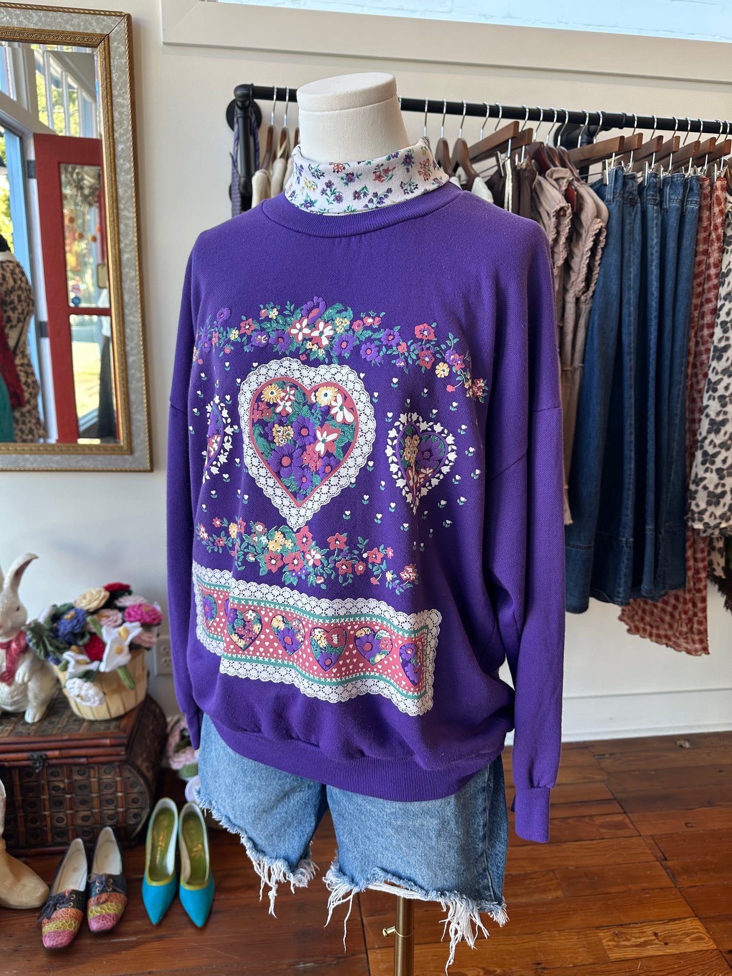 Grandma-Core Purple Crew USA - LARGE