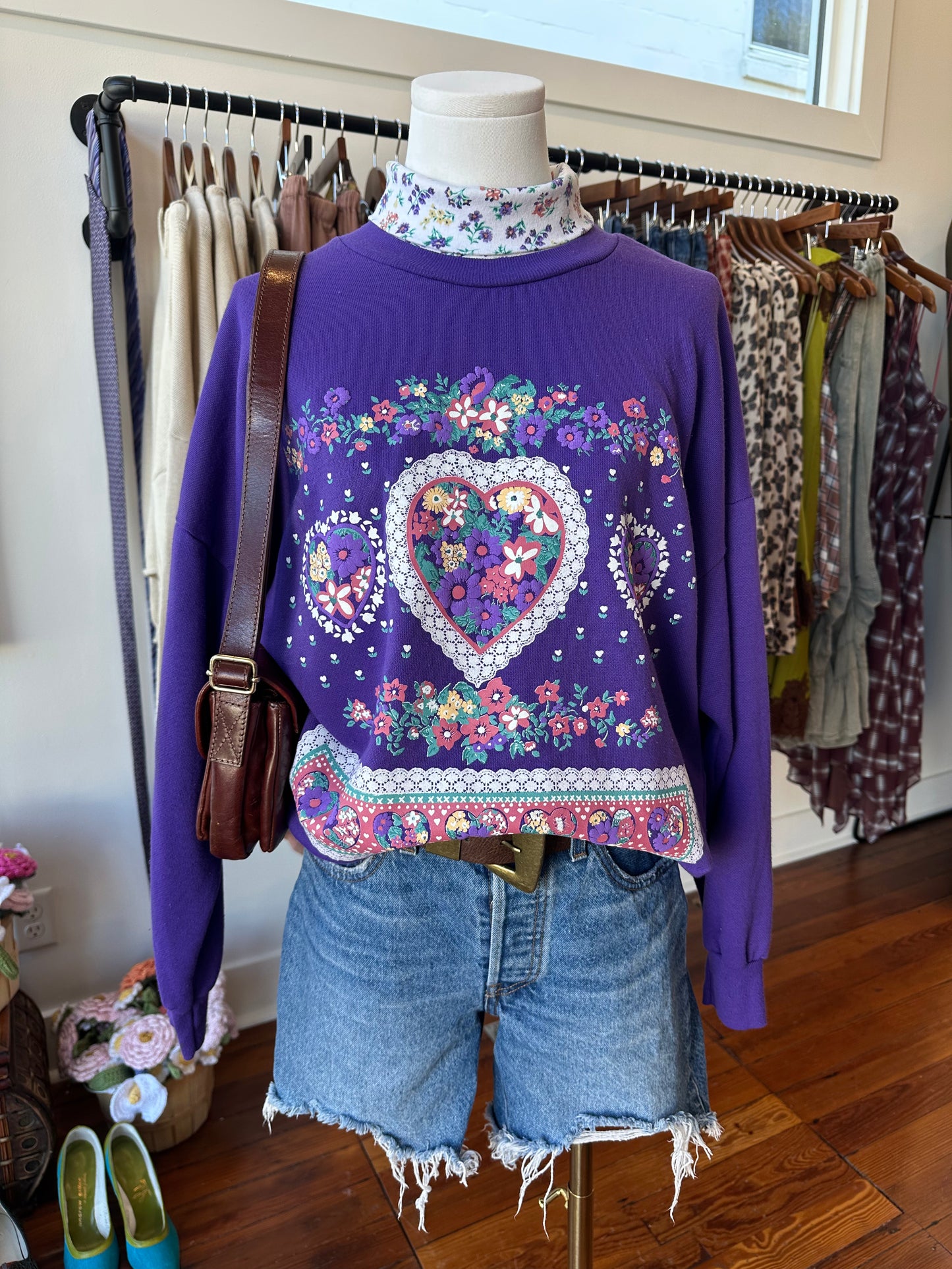 Grandma-Core Purple Crew USA - LARGE