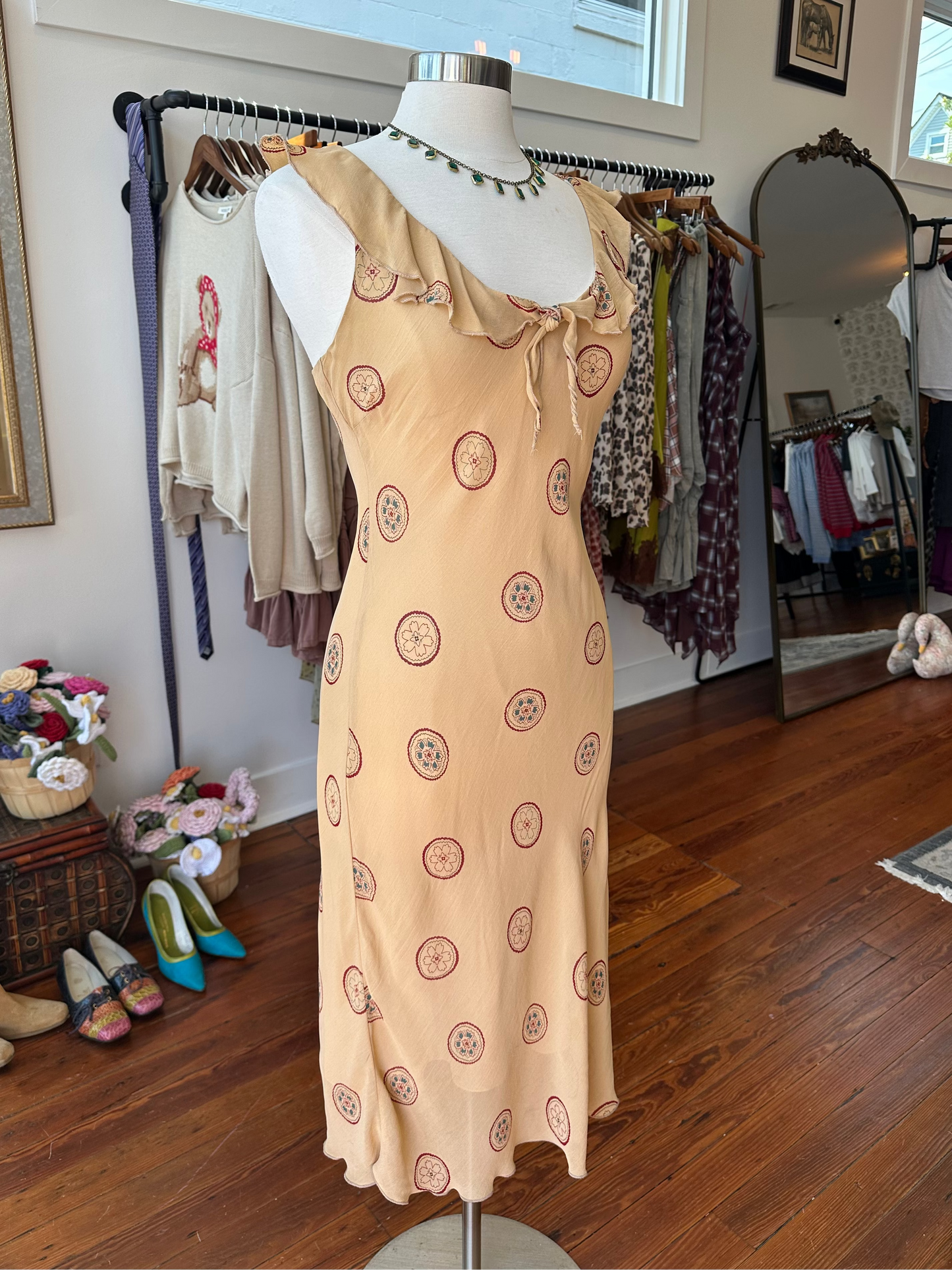 90's/Y2K Tan Boho Midi - MEDIUM